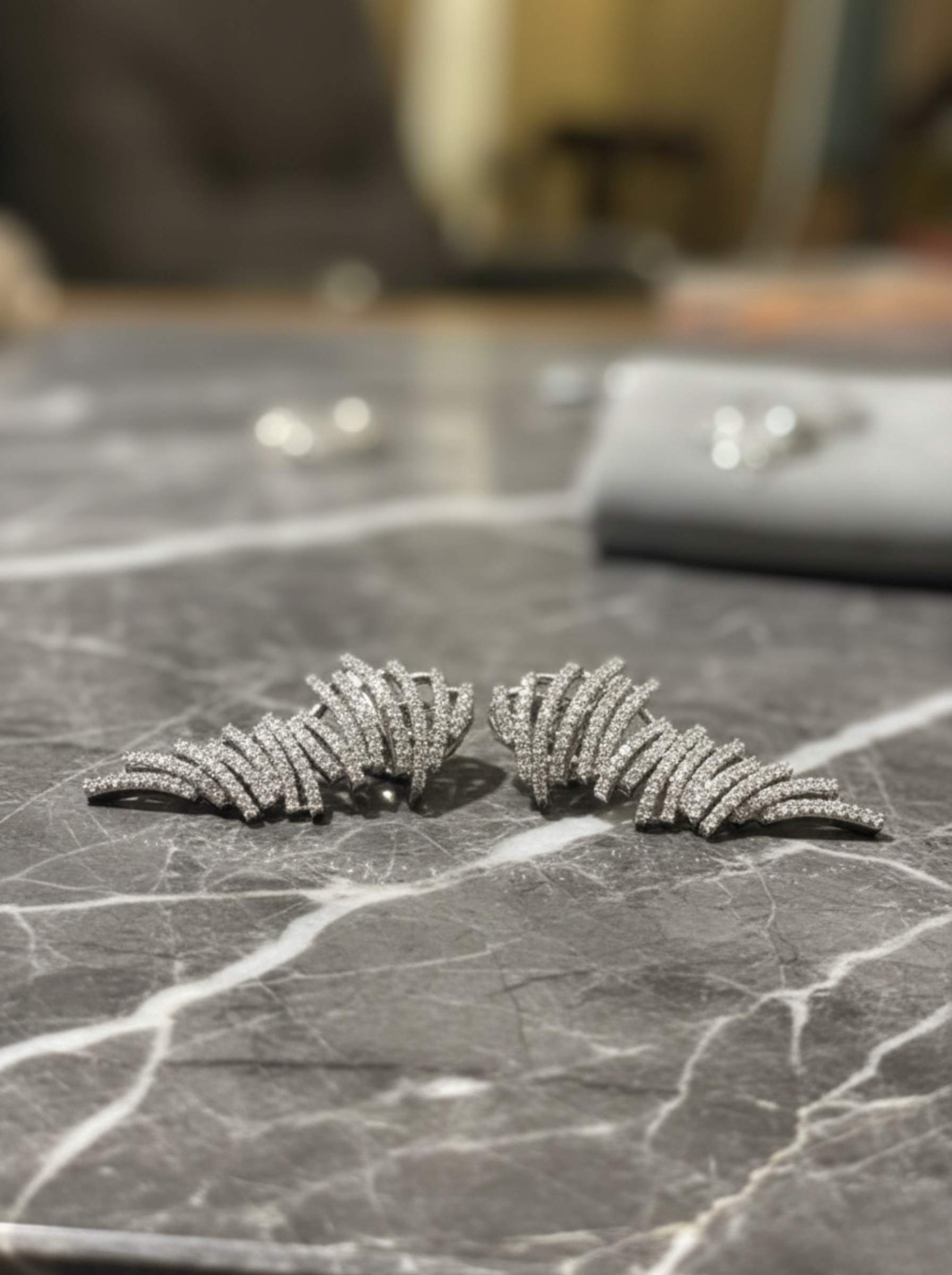 Handcrafted Celestial Swirl Diamond Stud Earrings