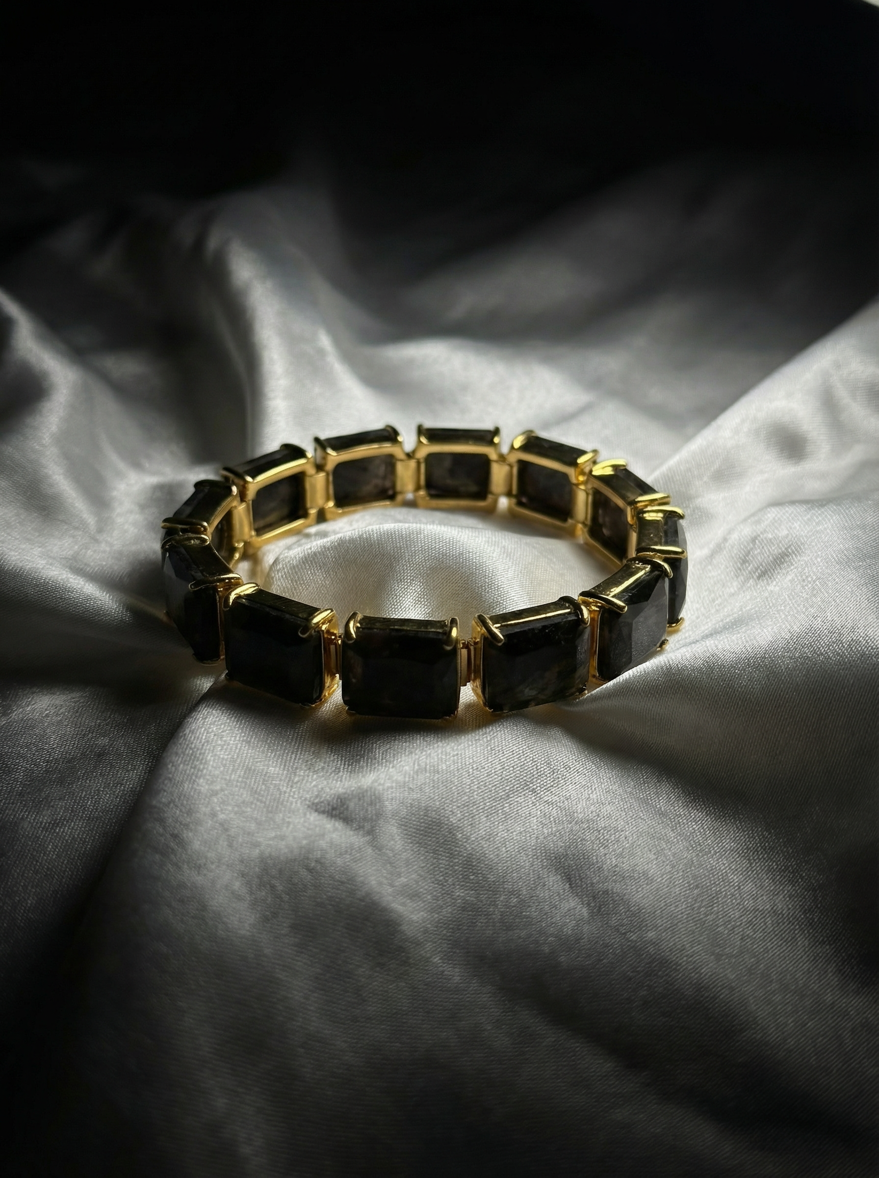 Handcrafted Raw Amethyst Statement Bracelet in Gold