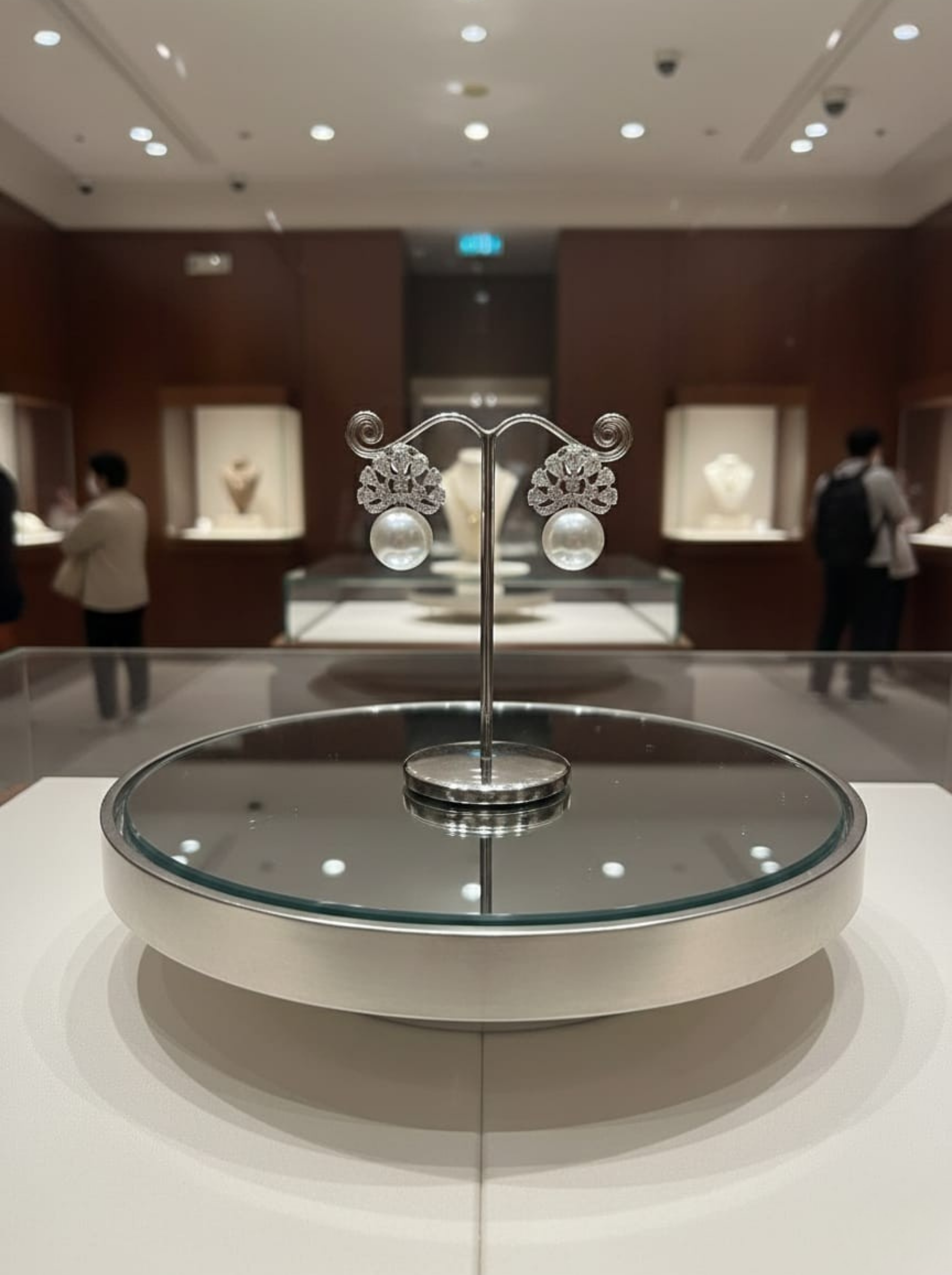 Handcrafted "Empress" Diamond Cluster & Pearl Drop Earrings