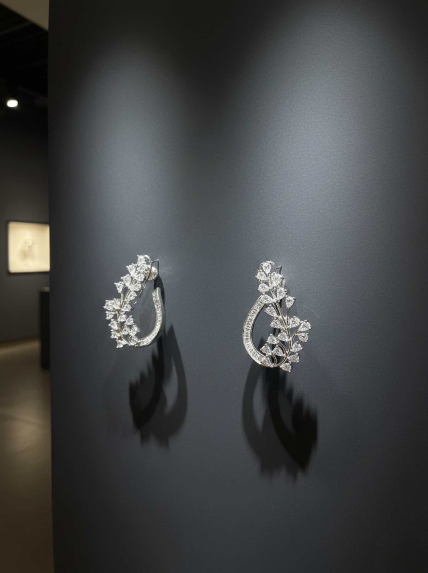 Artisan Pear-Cut Diamond Leaf Studs with Modern J-Hoop Curve