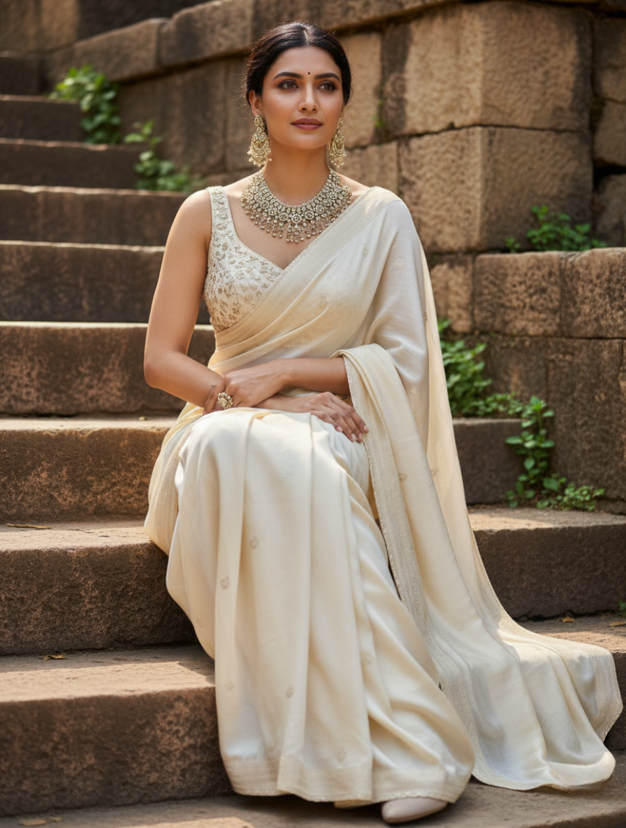 Imperial Heritage Handcrafted Choker & Chandbali Set – Vintage Kundan Polki with Healing Moonstone Tones