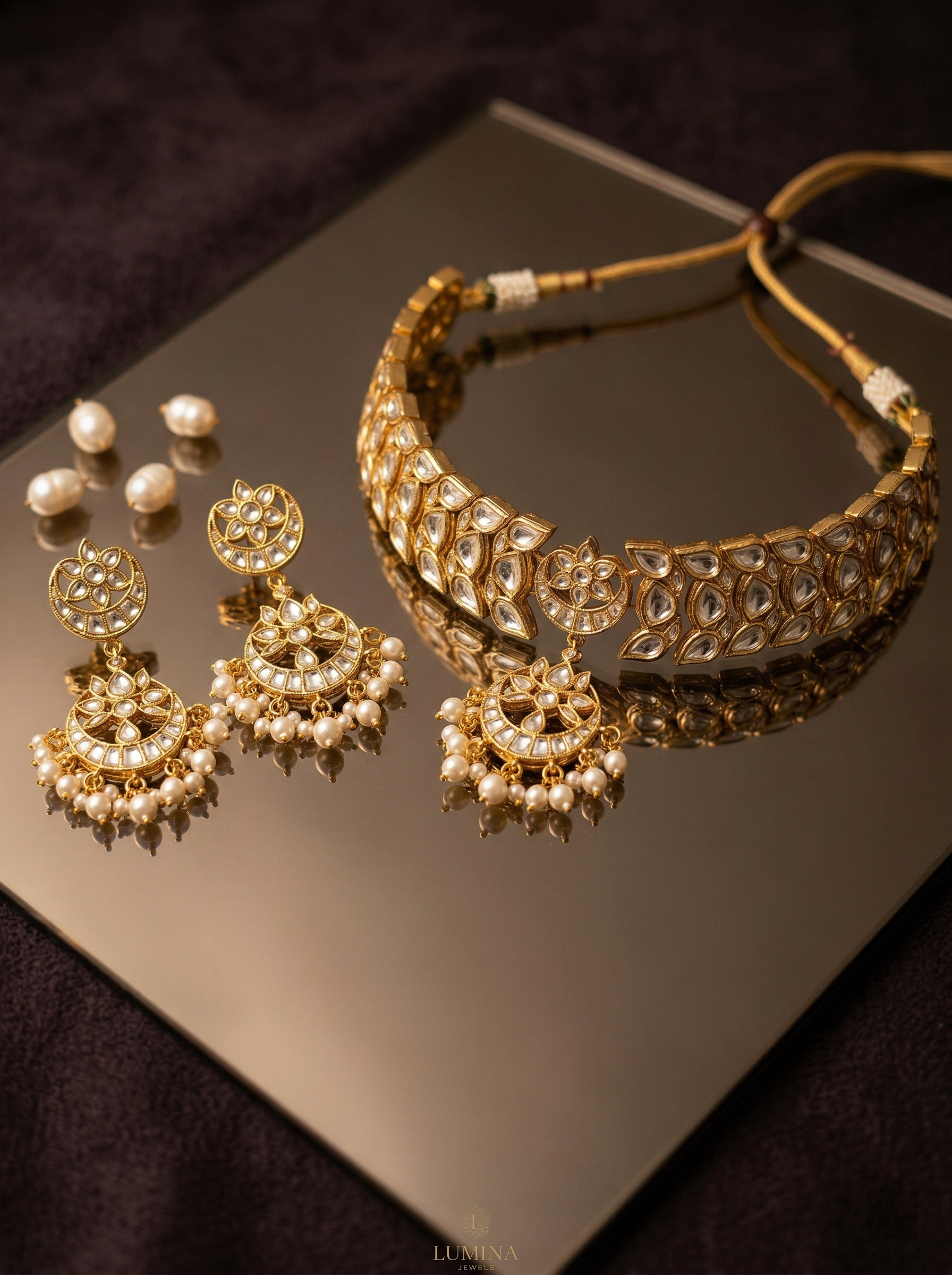 Exquisite Handcrafted Kundan Choker & Chandbali Earring Set
