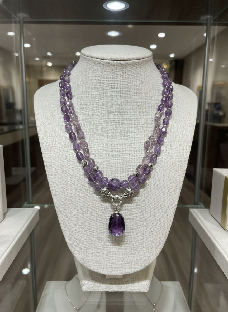 Mystical Amethyst & Sterling Silver Double-Strand Necklace