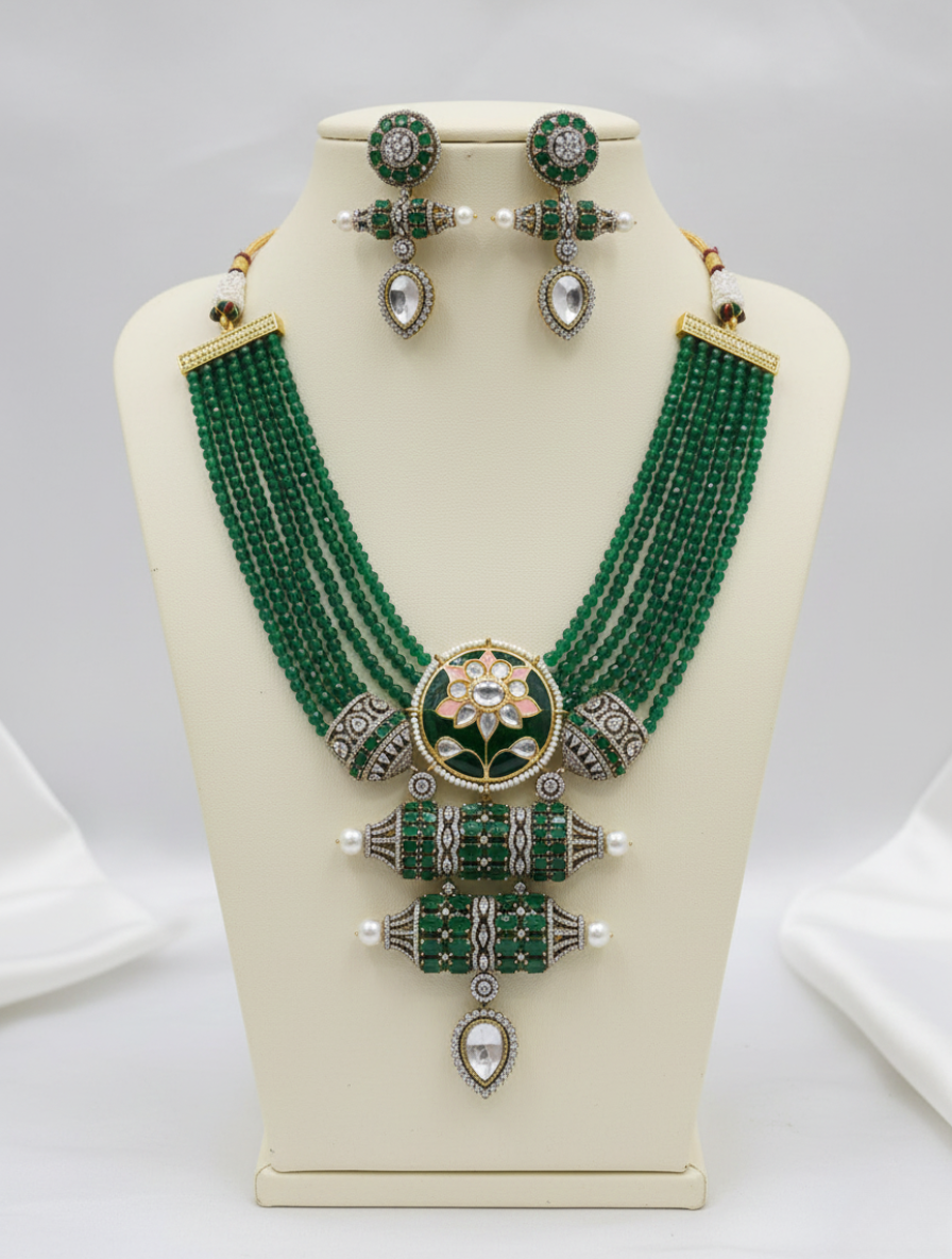 Emerald Radiance: Pure Green Onyx Statement Set