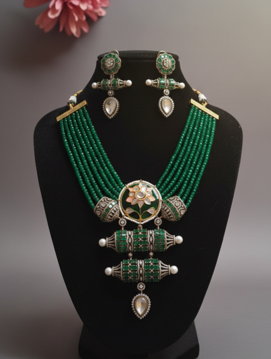 Emerald Radiance: Pure Green Onyx Statement Set