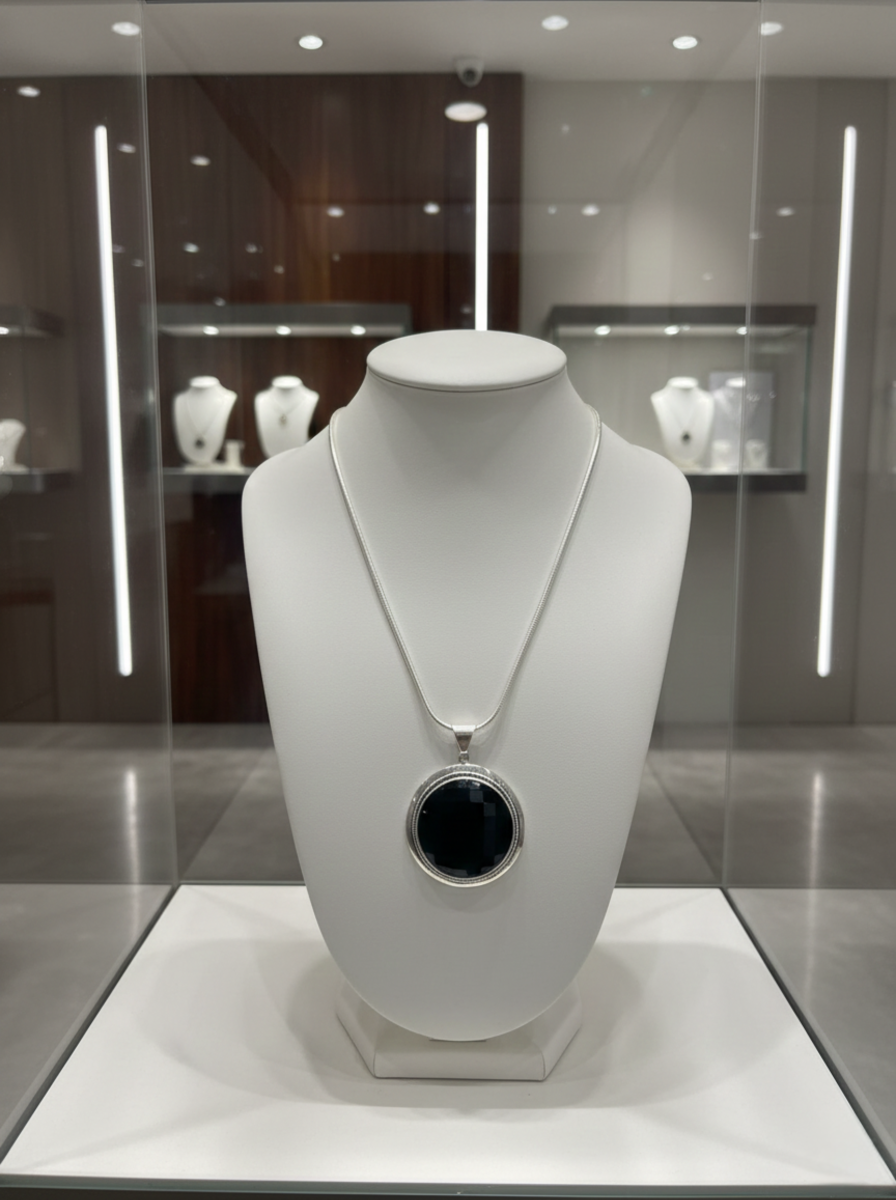 Dark Smoky Quartz & Silver Shield Pendant