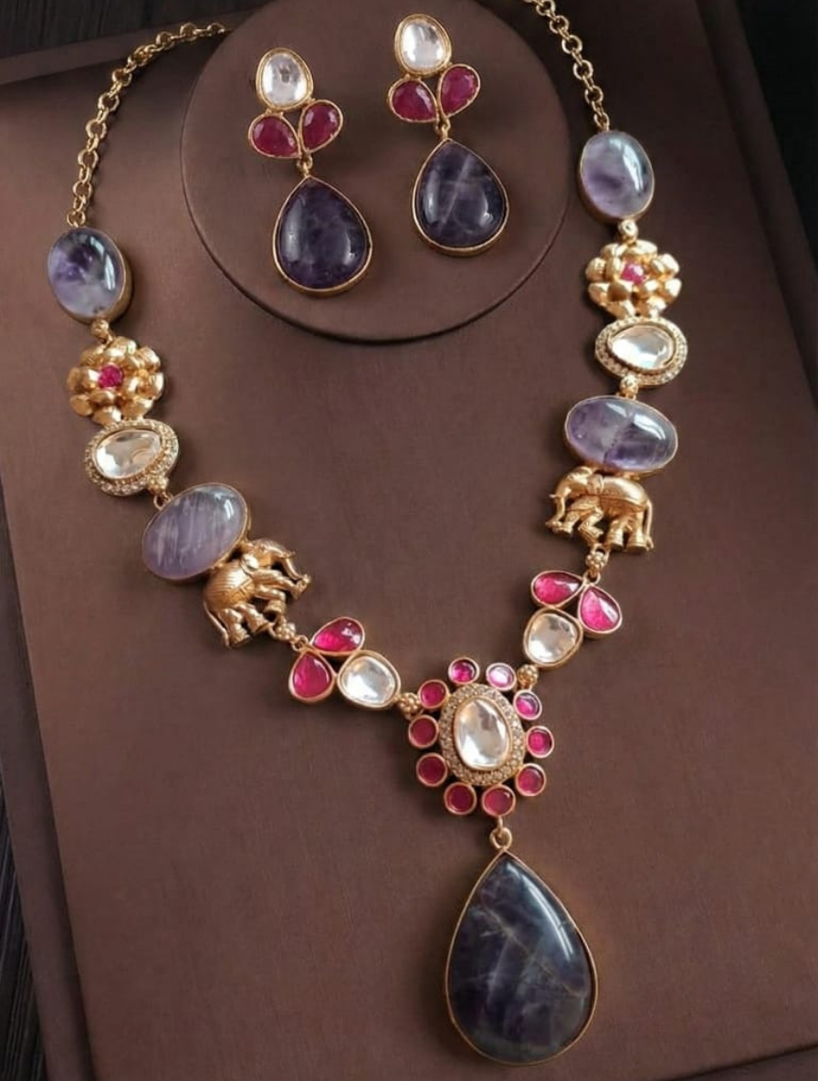 Ethereal Majesty Amethyst & Elephant Motif Set