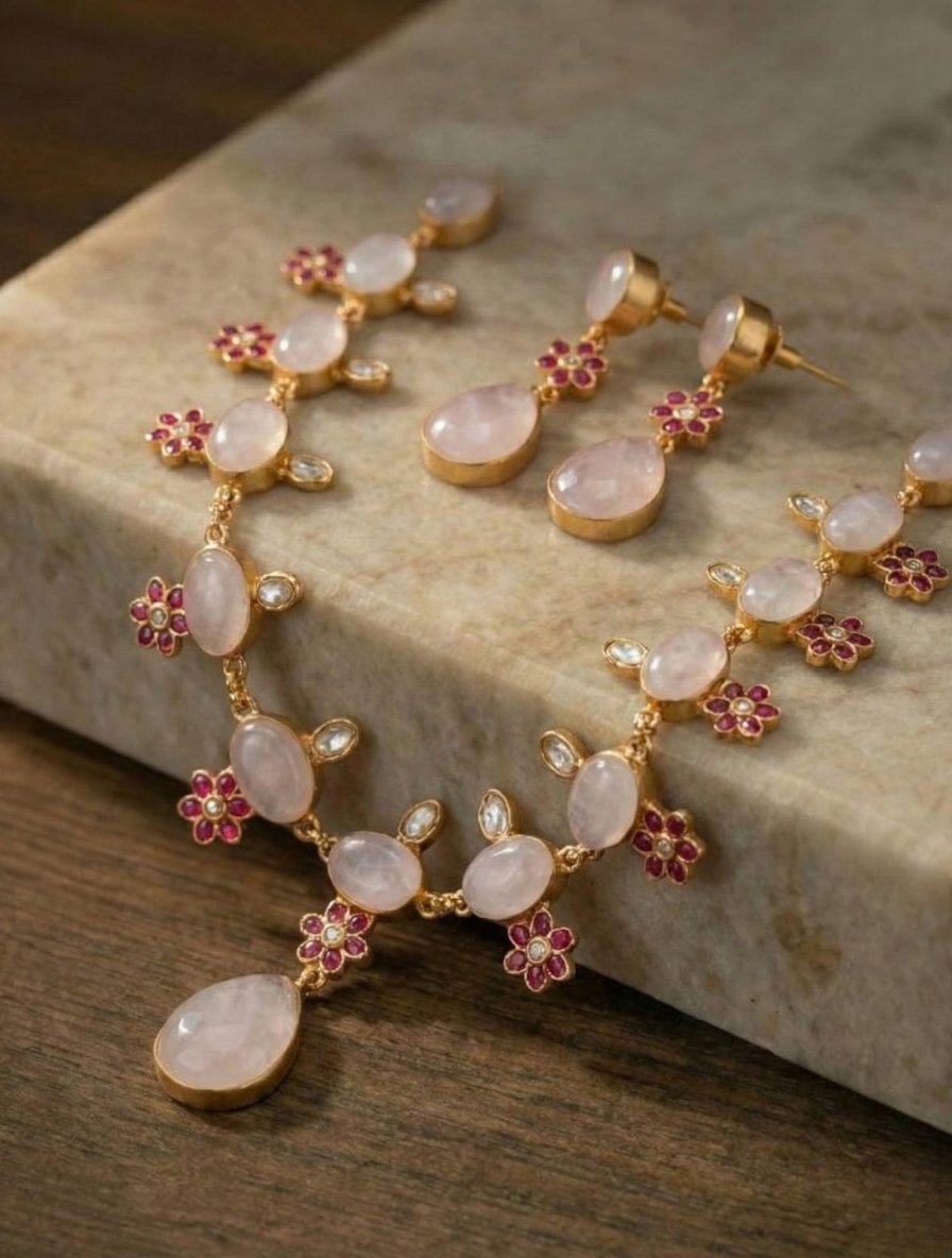Blush Serenity: Pure Rose Quartz Petal Set