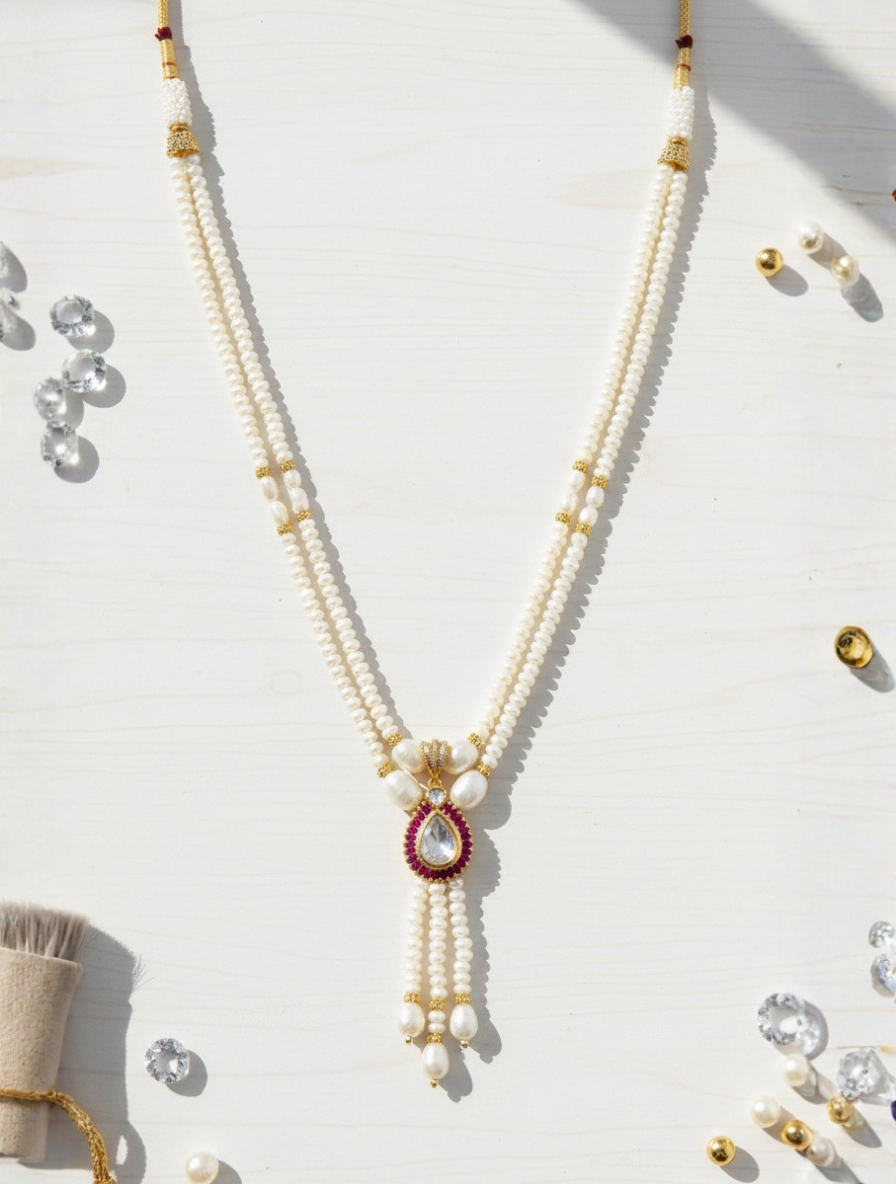 Oceanic Elegance: Pure Real Pearl Droplet Necklace