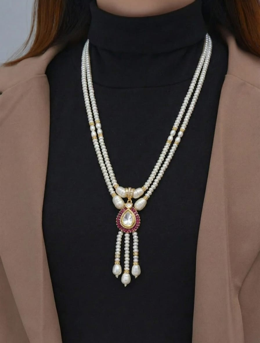 Oceanic Elegance: Pure Real Pearl Droplet Necklace