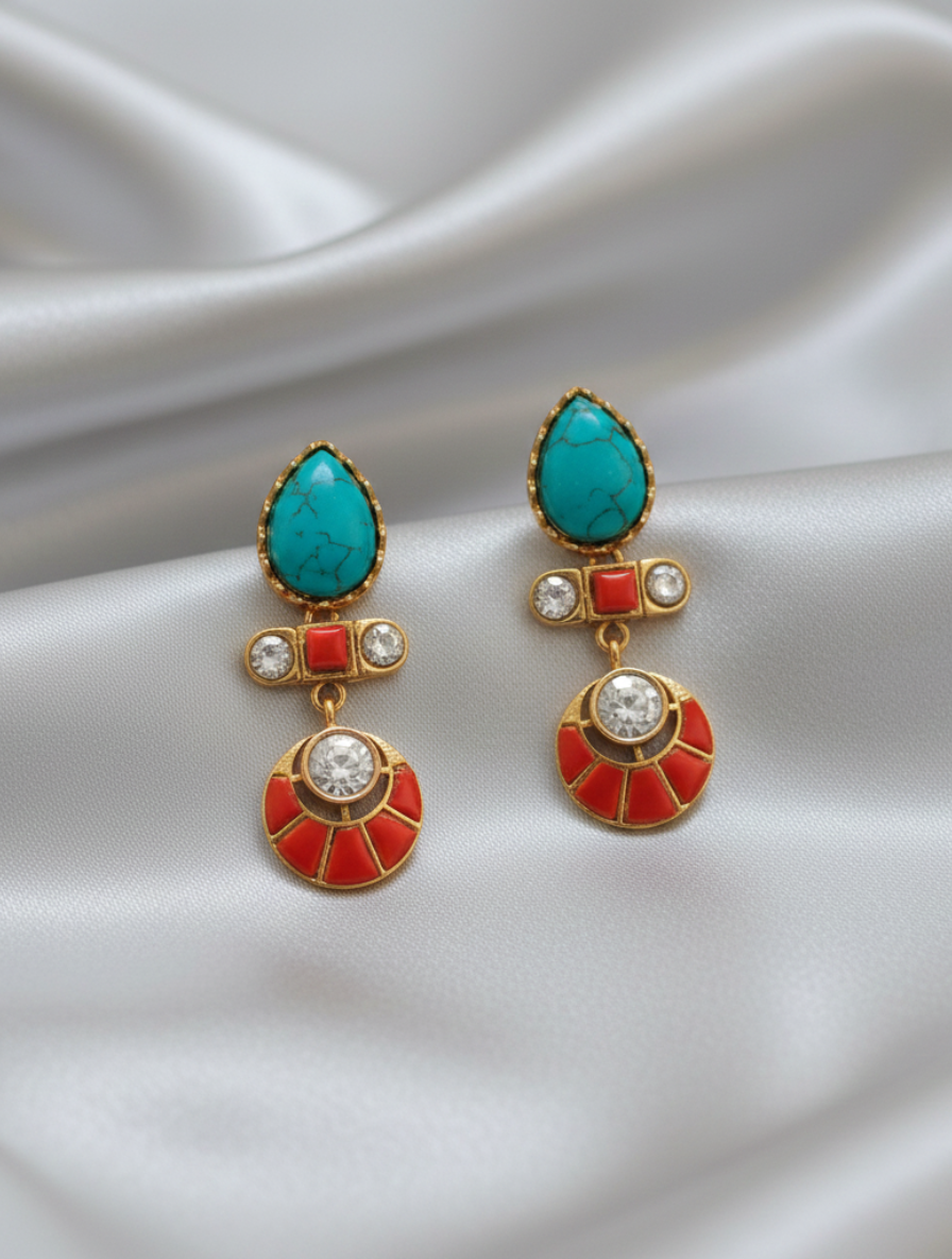 Floral Azure: Pure Turquoise Blossom Earrings
