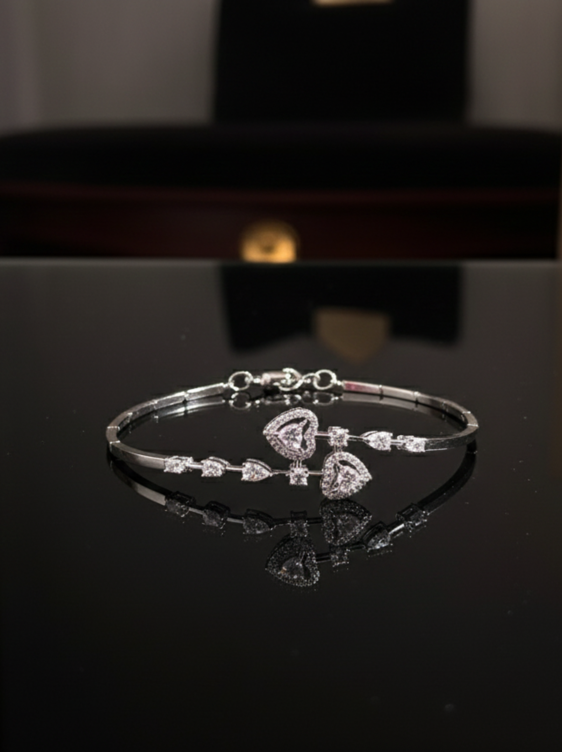 Handcrafted Sterling Silver Dual Heart "Toi et Moi" Statement Bracelet