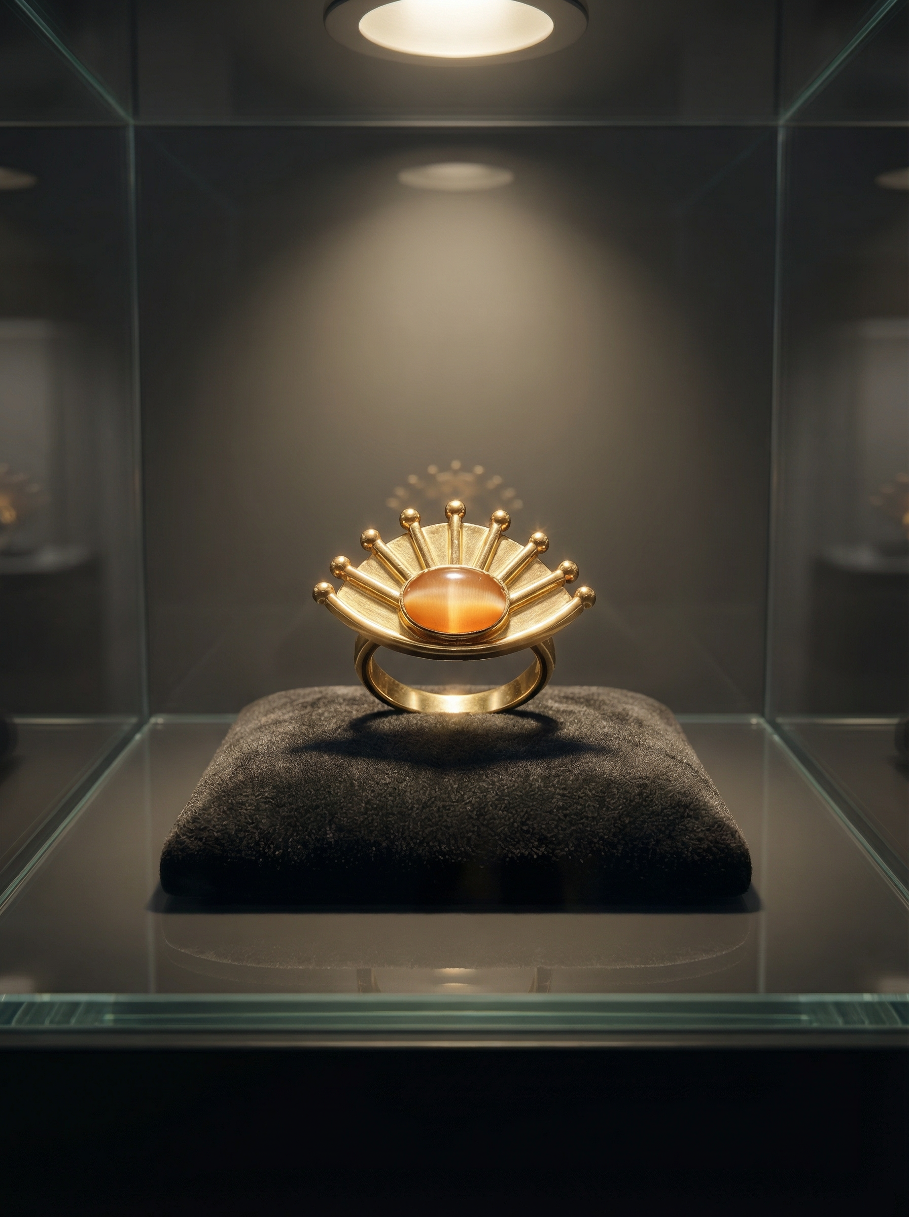 Hand-Forged Sun Halo Ring with Tiger's Eye Cabochon