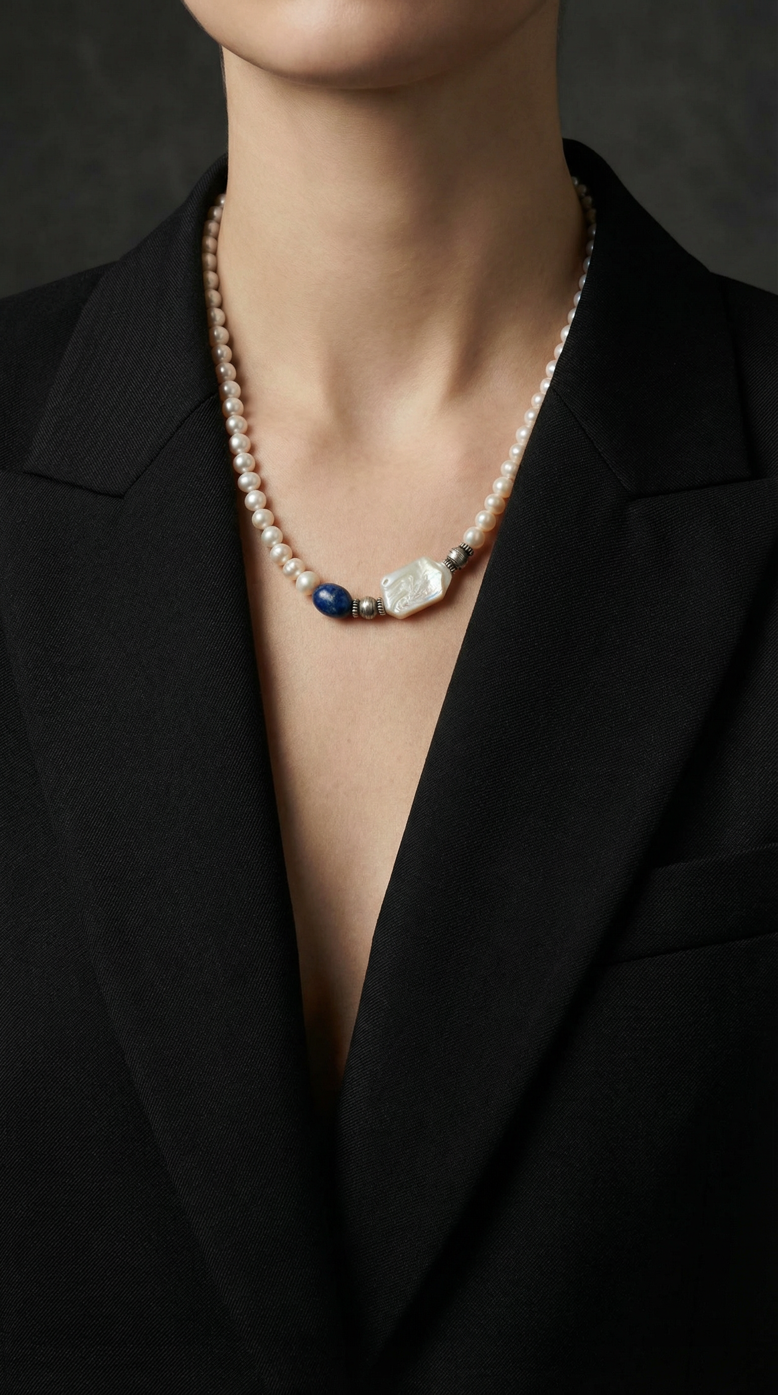 The Artisan Coastal Pearl & Lapis Lazuli Statement Necklace