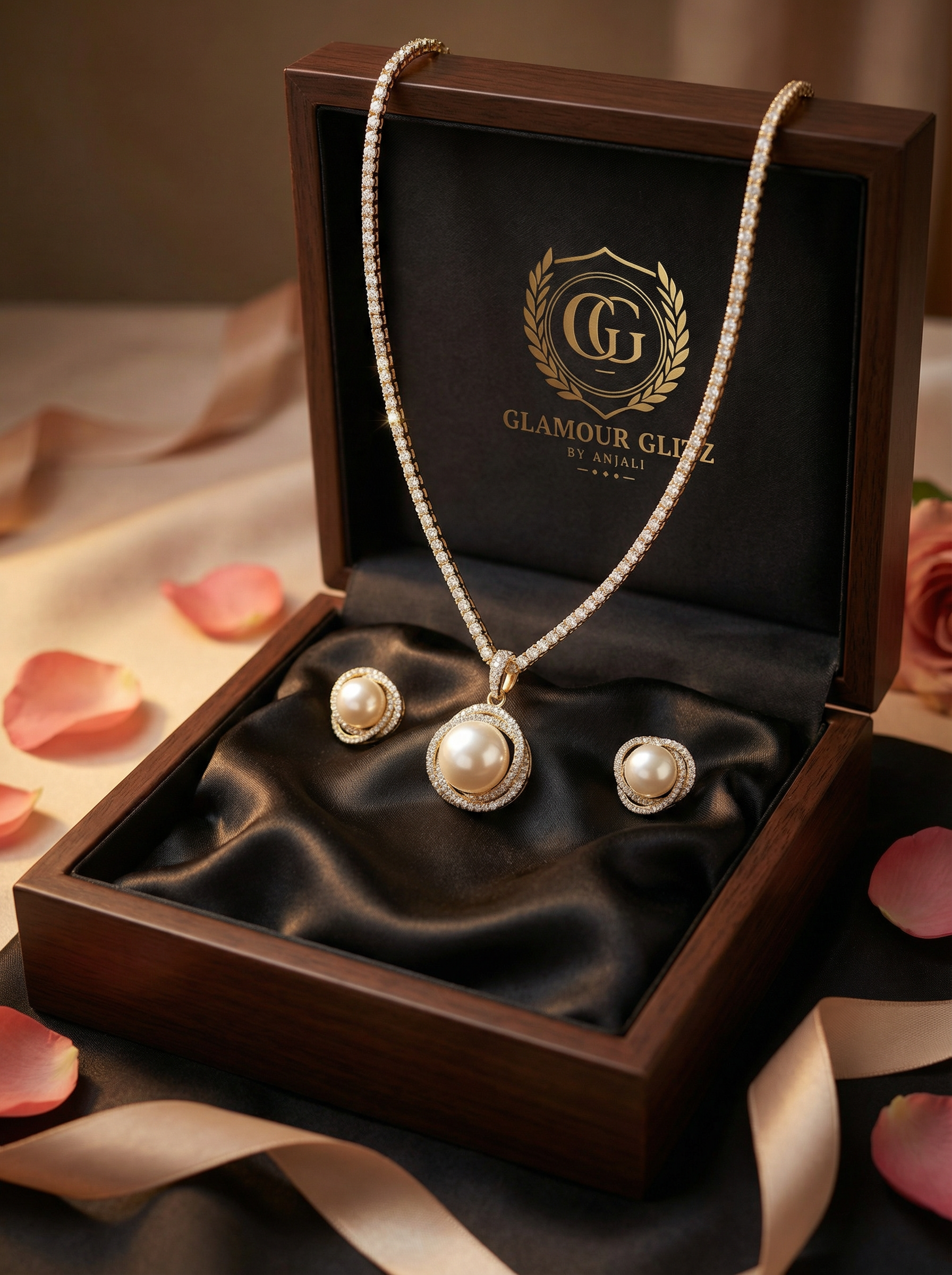 Luminous Grandeur: Handcrafted South Sea Pearl & Diamond Tennis Statement Set