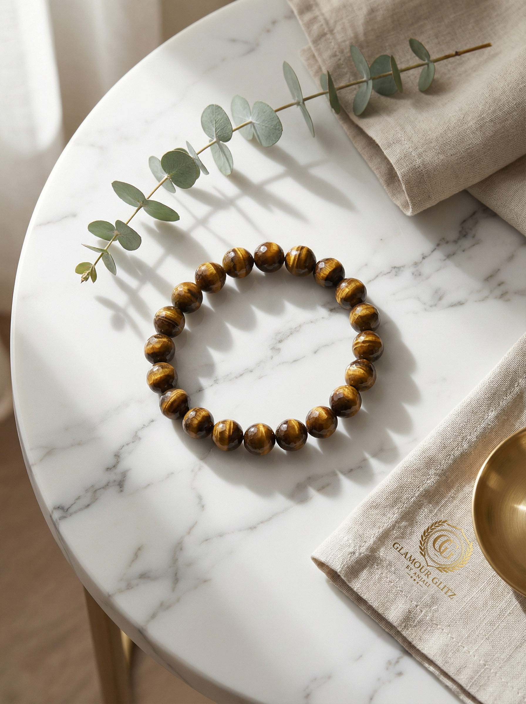 Handcrafted Faceted Tiger’s Eye Beaded Bracelet – Strength & Clarity