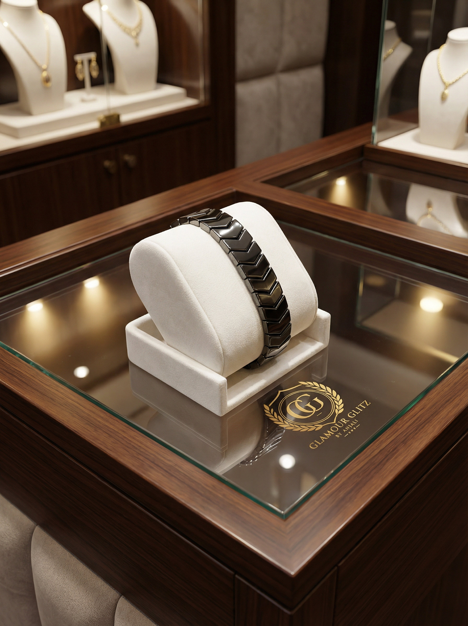 The Apex Collection: Handcrafted Geometric Chevron Bracelet in Gunmetal