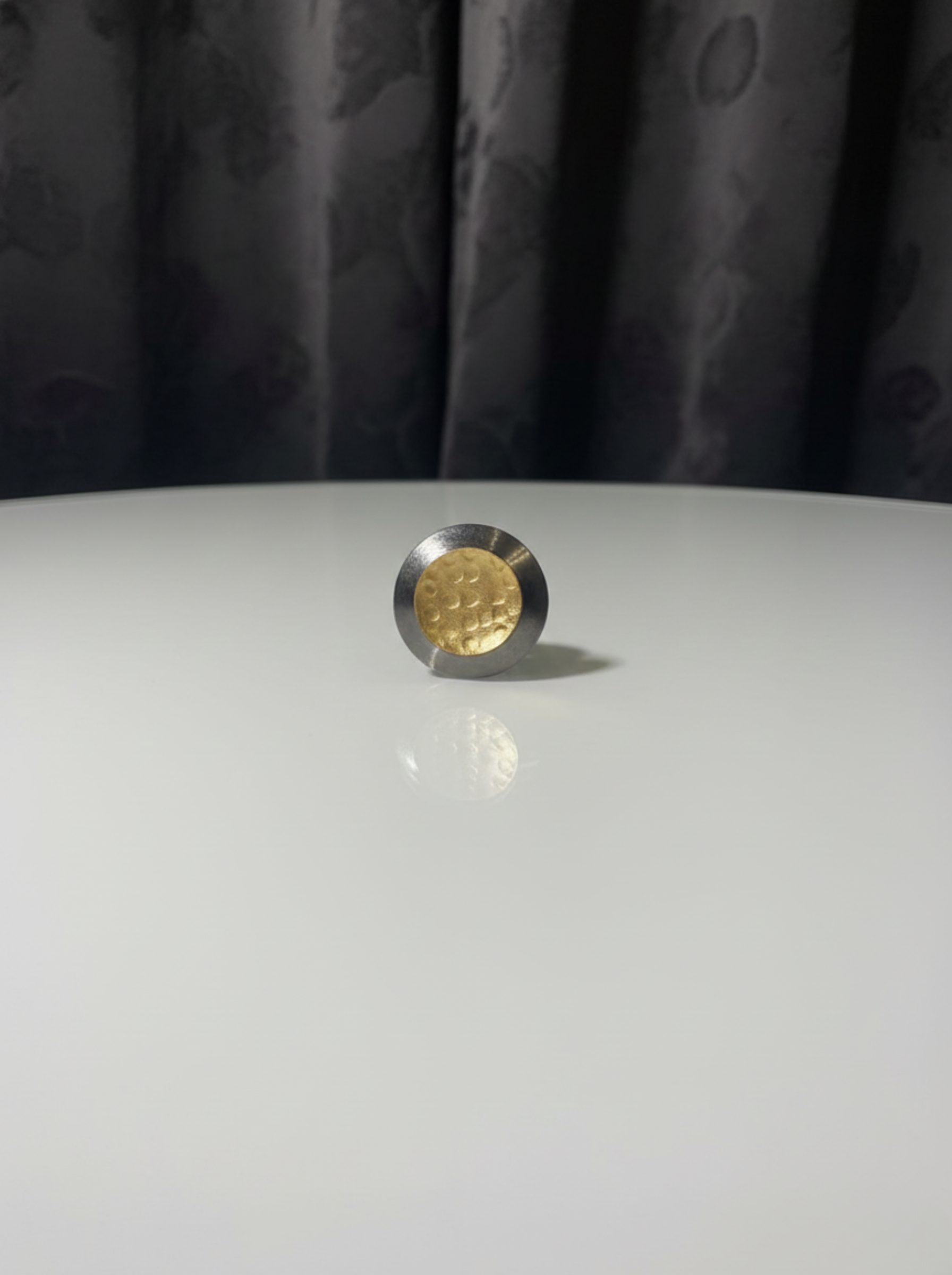 The "Eclipse" Handcrafted Statement Ring – Mixed Metal Hammered Disc Band
