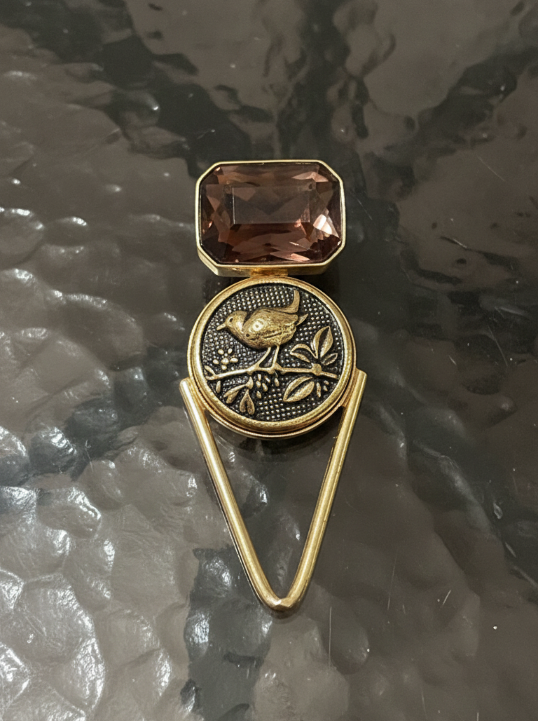 Antique Gold Bird & Topaz Crystal Drops | Handcrafted Nature-Inspired Statement Earrings