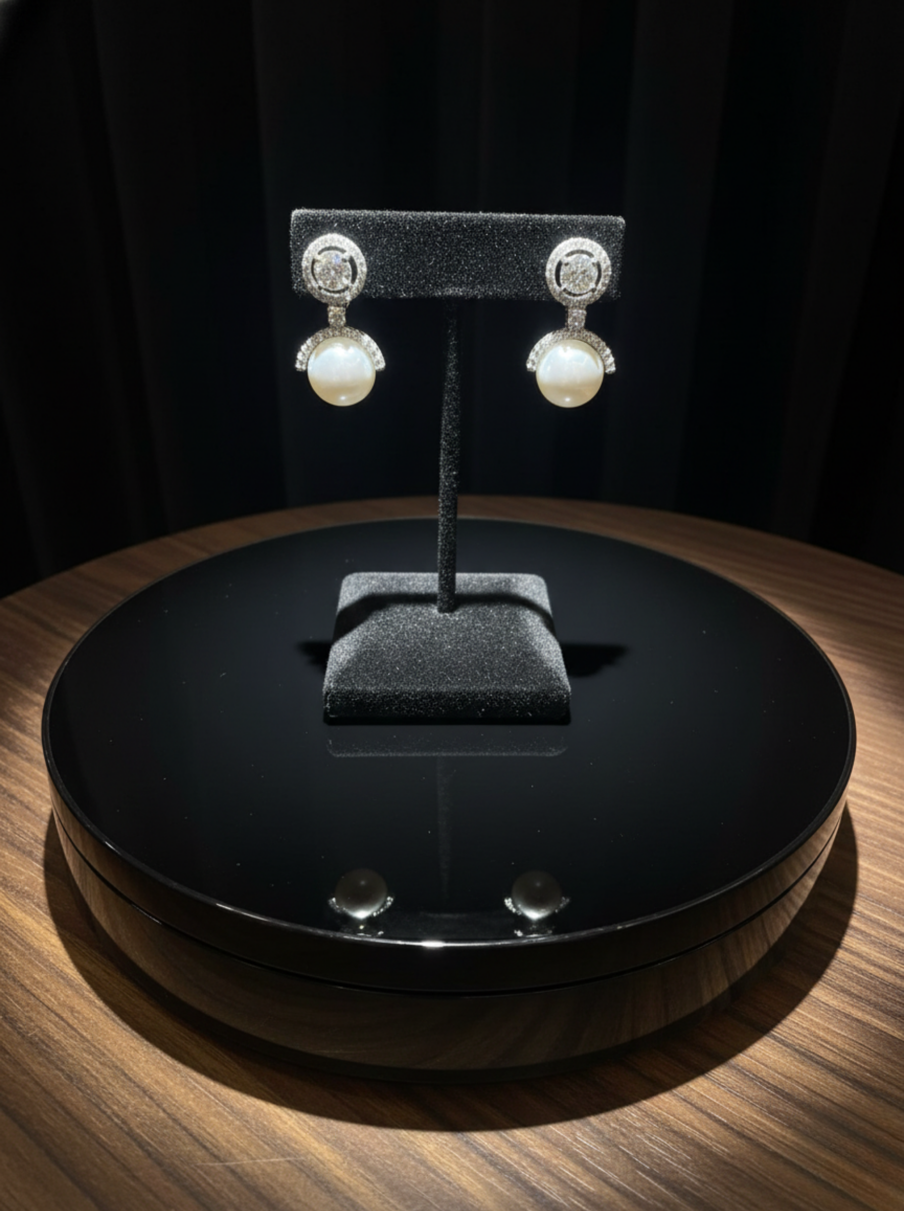 Handcrafted Diamond "Claw" Pavé & Teardrop Pearl Earrings