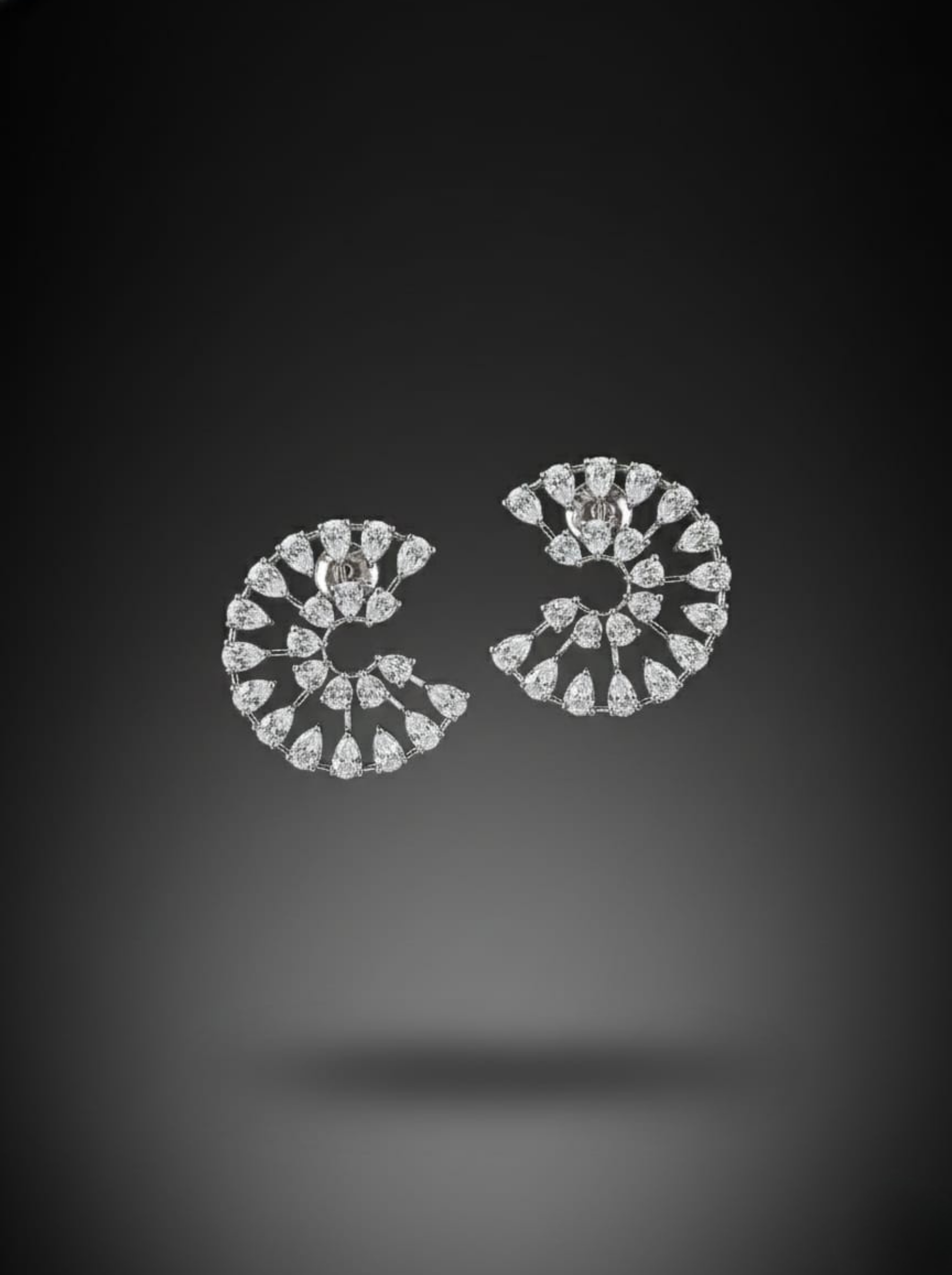 Handcrafted Diamond Spiral "Nautilus" Statement Studs