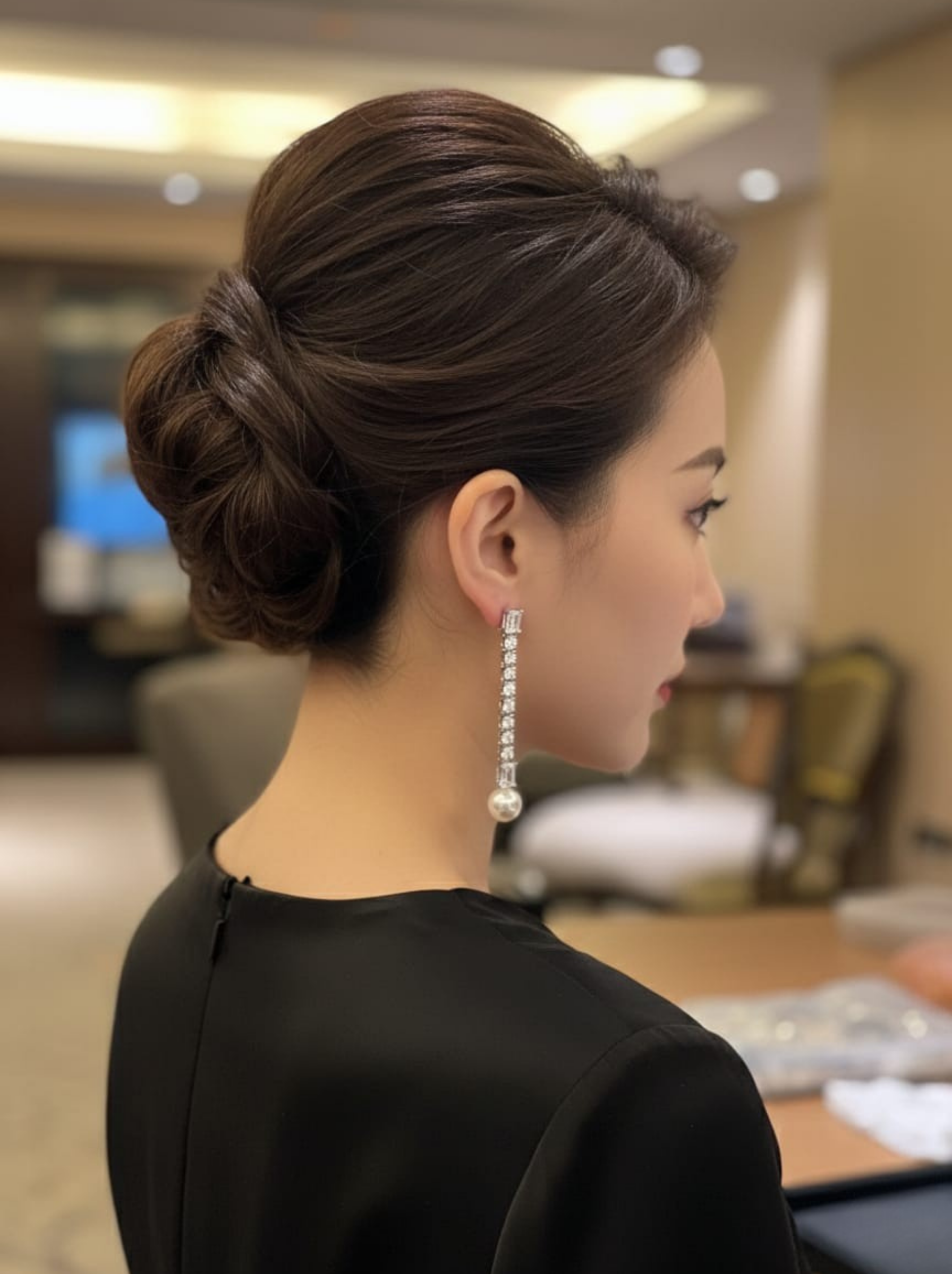 Artisan Emerald-Cut Diamond Stiletto Earrings with Pearl Finish