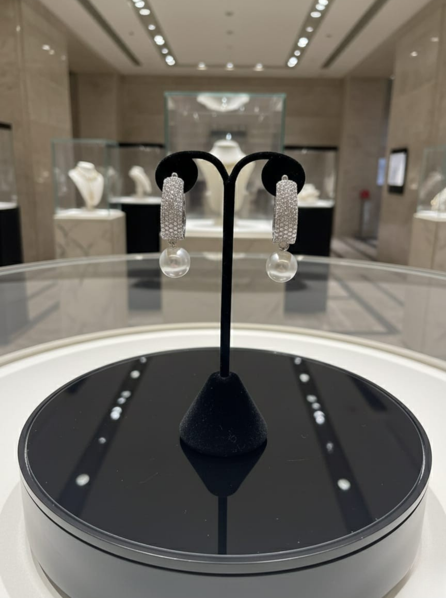 Artisan "Glow" Diamond Encrusted Hoops with Luminous Pearls