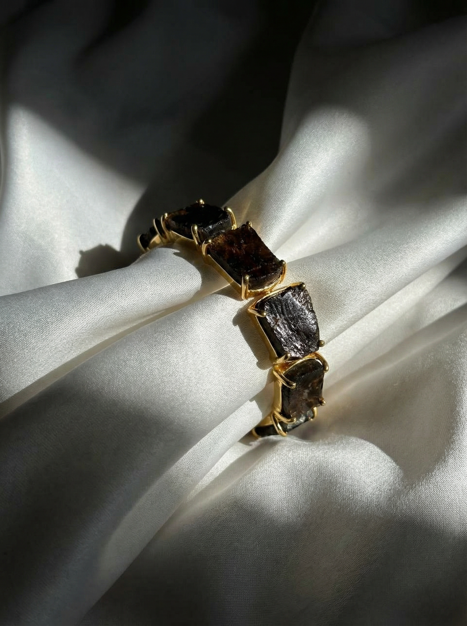 Handcrafted Raw Amethyst Statement Bracelet in Gold