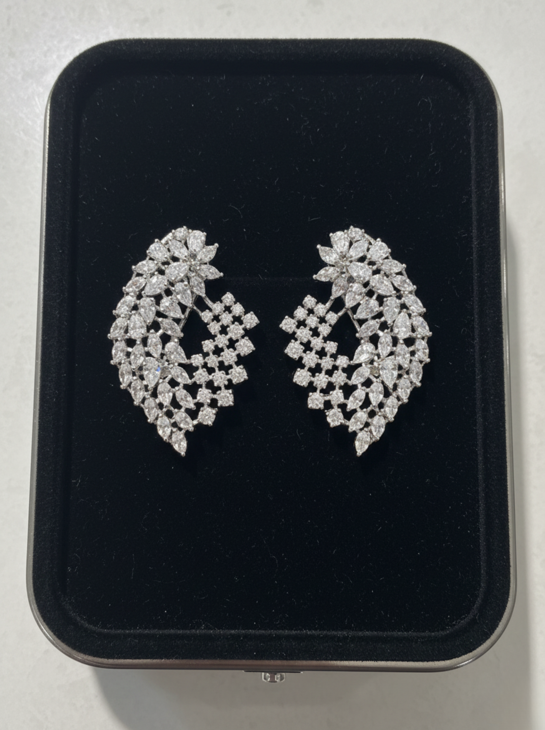 Celestial Wing Cascade: Handcrafted Diamond Statement Earrings