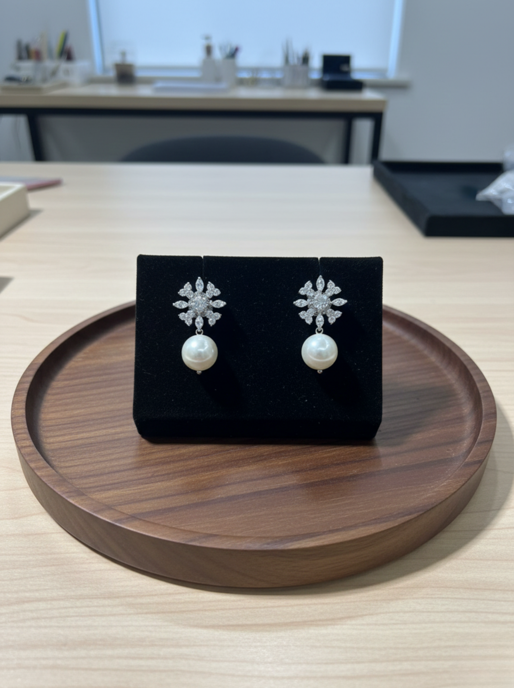 "Eternal Love" Artisan Pearl & Diamond Heart Drops