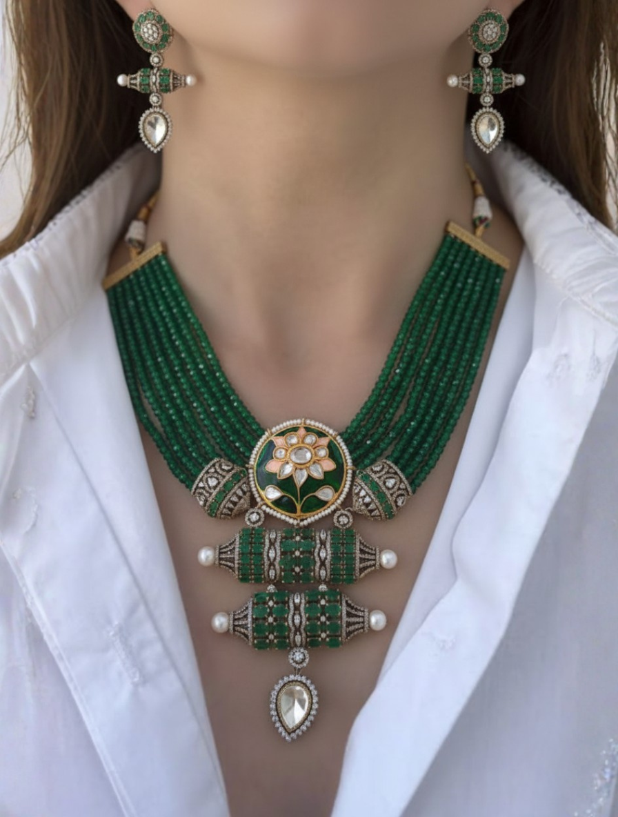 Emerald Radiance: Pure Green Onyx Statement Set
