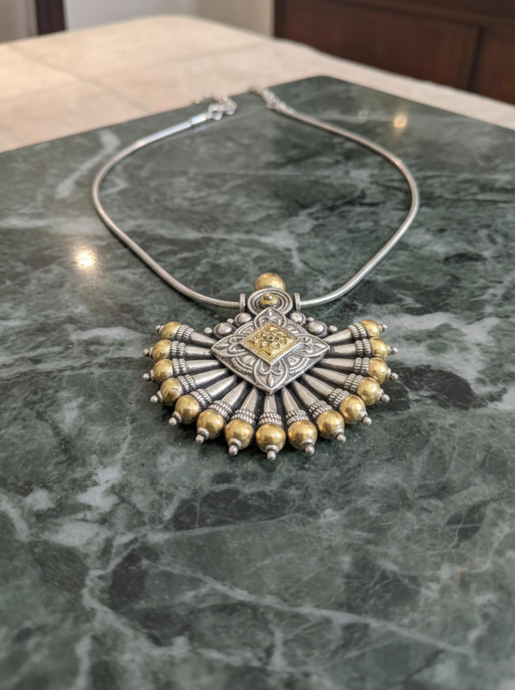 Heritage Fan Pendant in Dual-Tone Silver