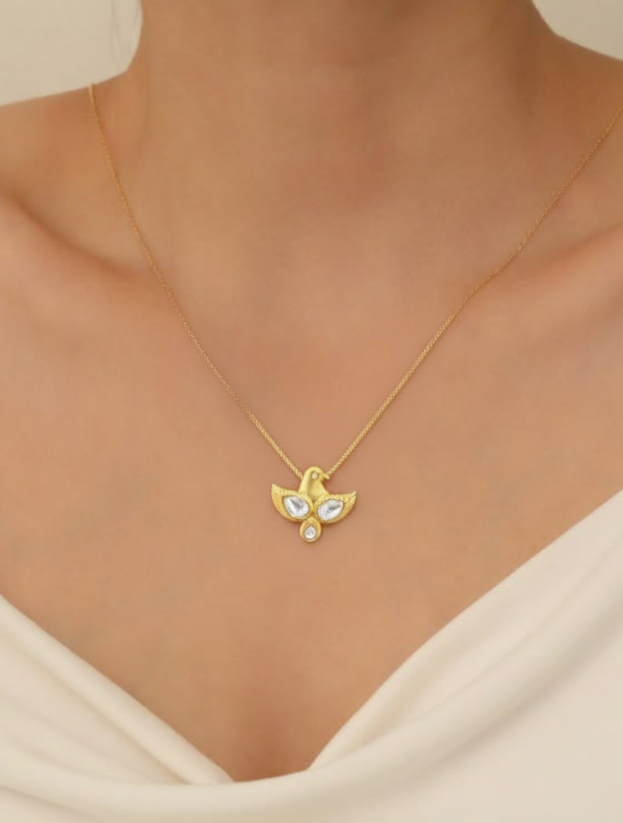 The Celestial Wing: Pure Clear Quartz Pendant