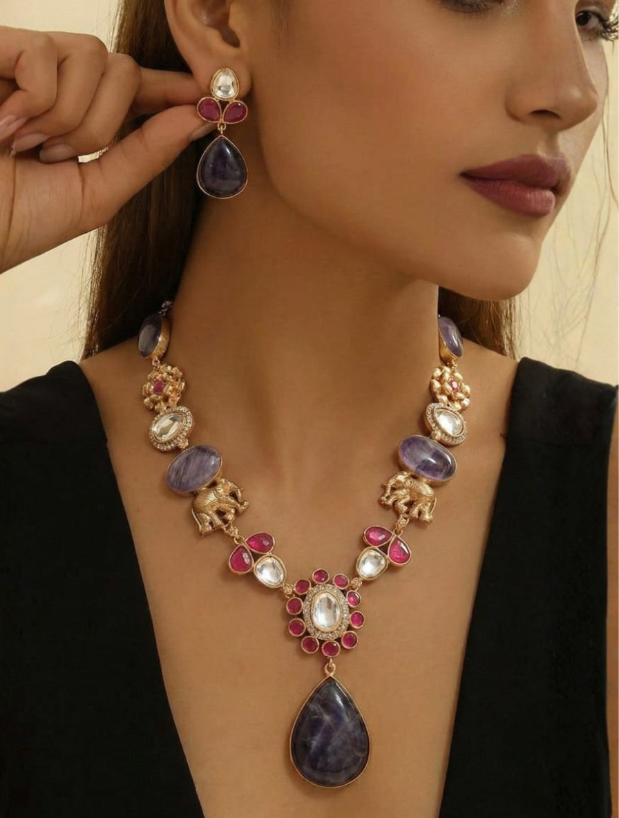 Ethereal Majesty Amethyst & Elephant Motif Set
