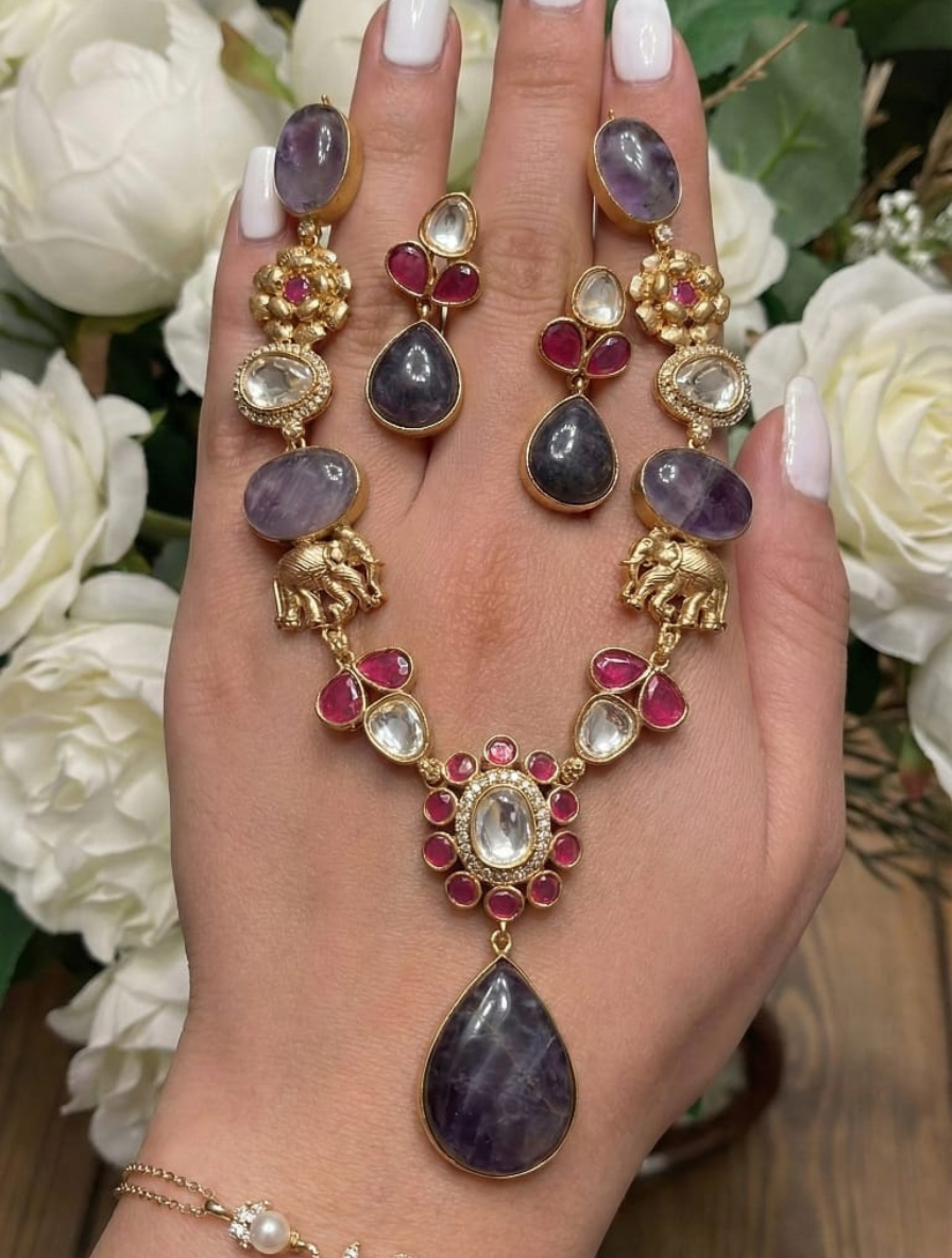 Ethereal Majesty Amethyst & Elephant Motif Set