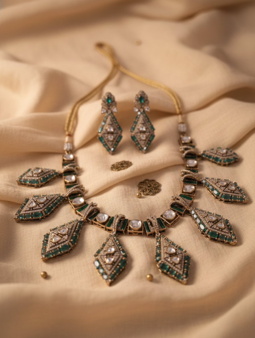 Imperial Verdure: Pure Real Emerald Halo Set