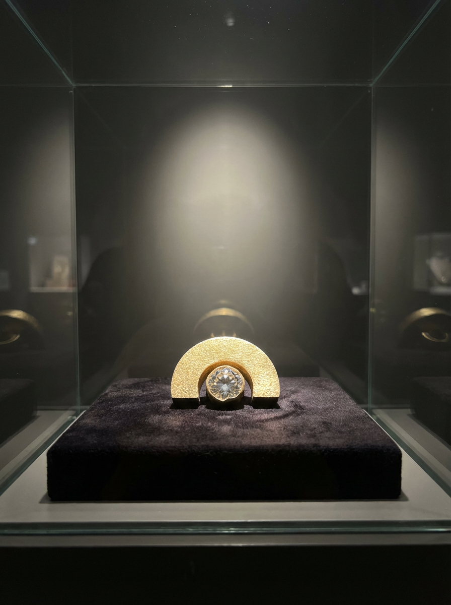 The Crescent Solitaire – Handcrafted Architectural Statement Ring