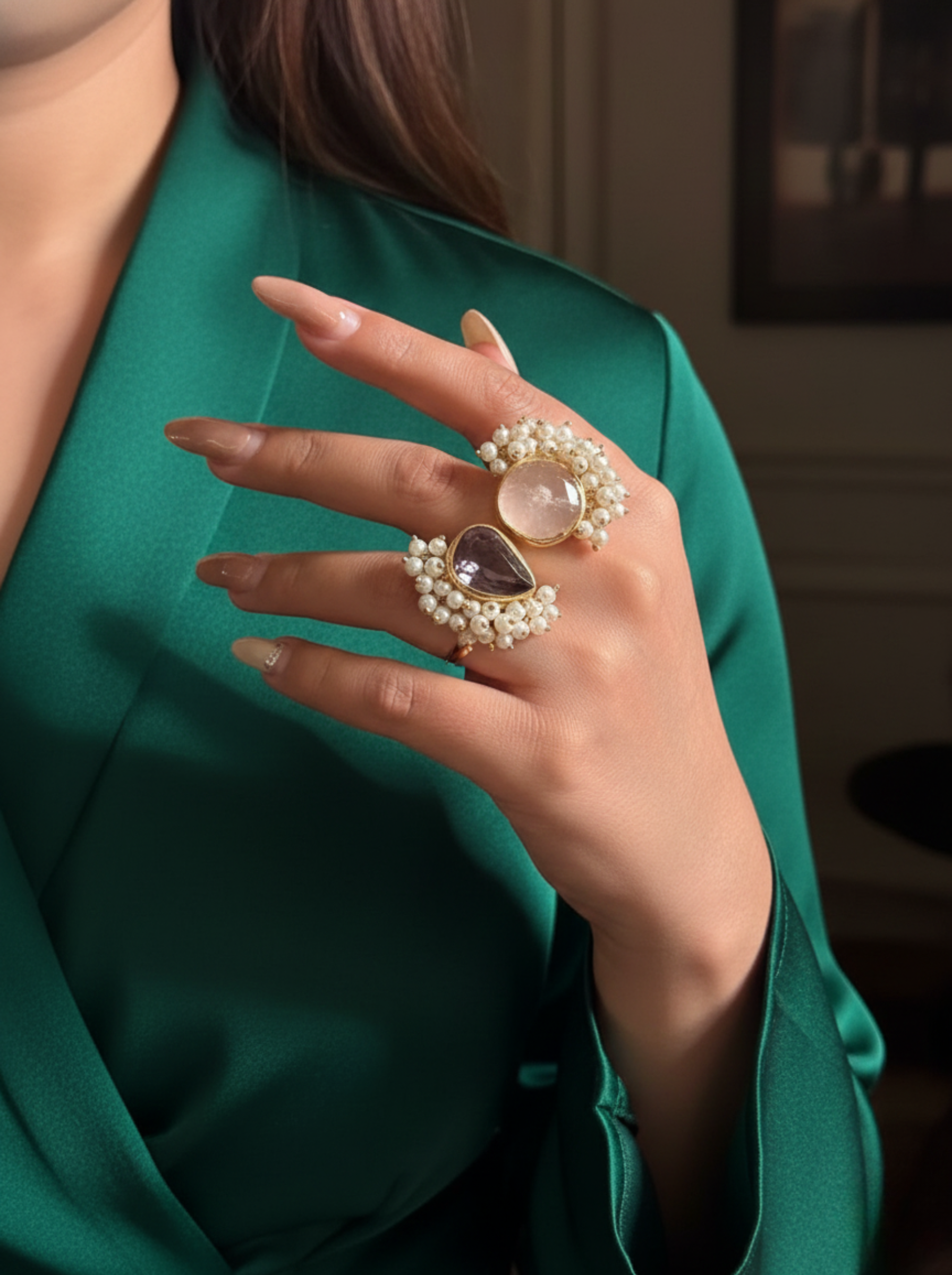 The "Artisan Soul" Collection: Handcrafted Gemstone & Pearl Statement Rings