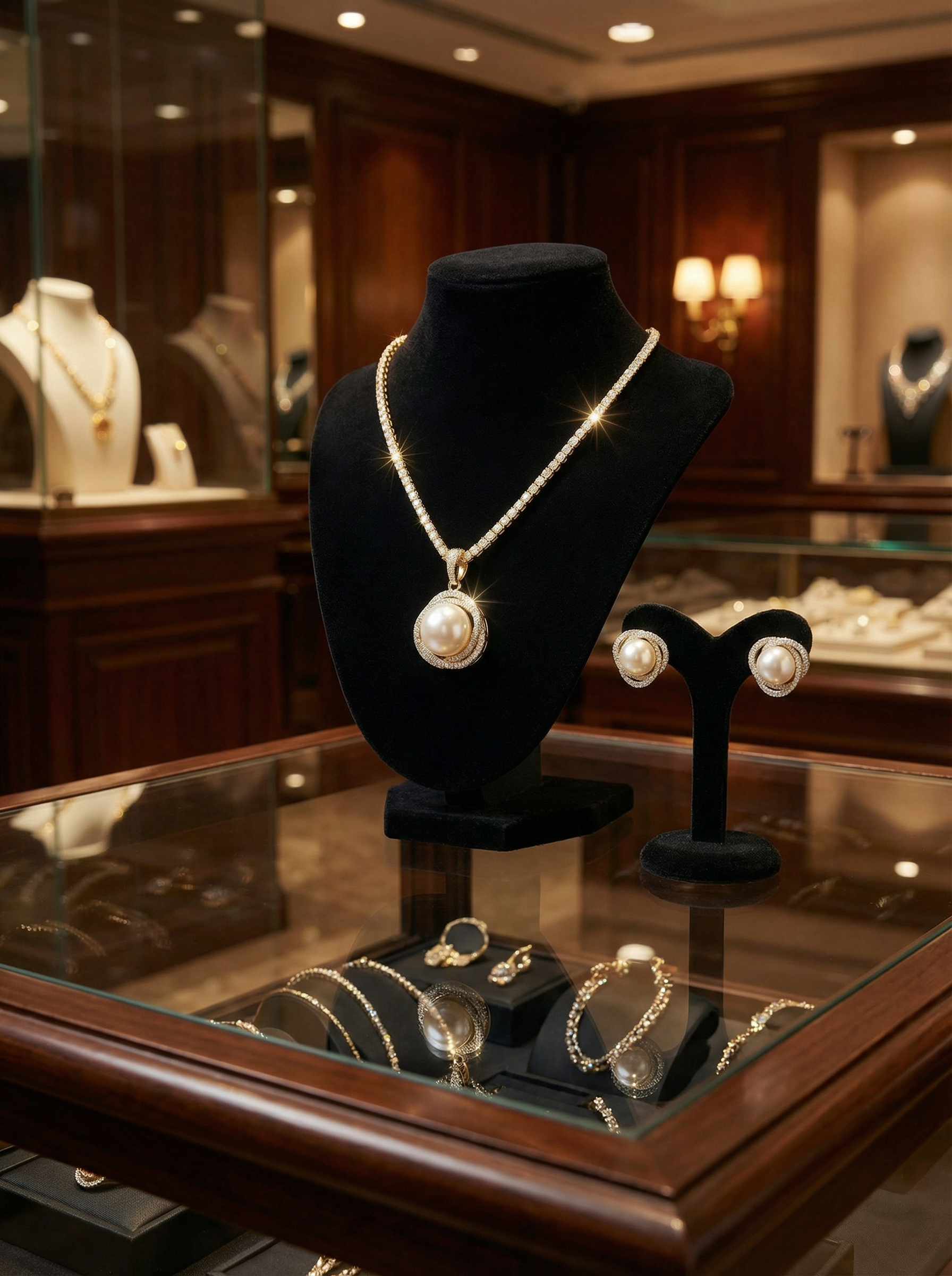 Luminous Grandeur: Handcrafted South Sea Pearl & Diamond Tennis Statement Set