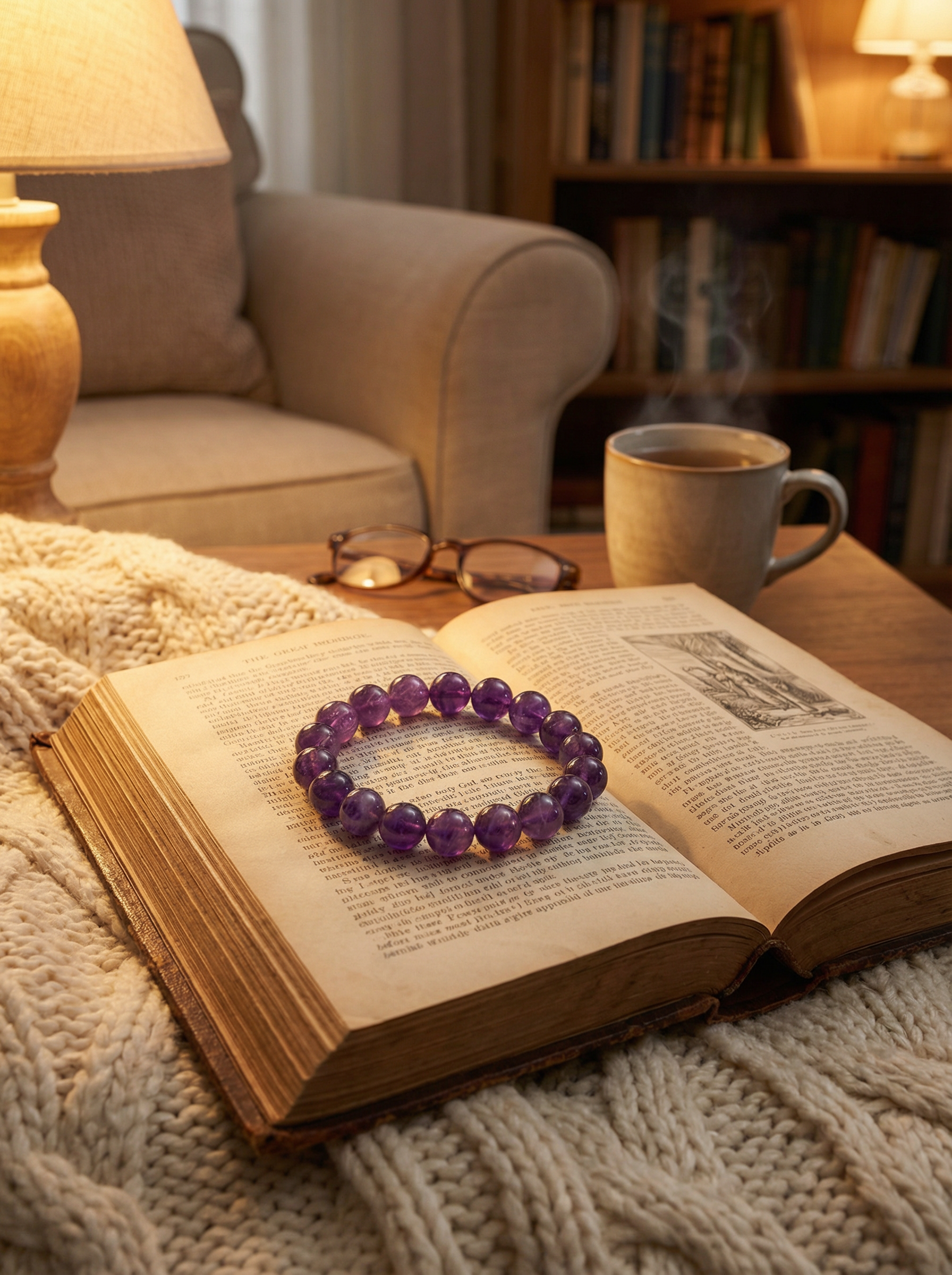Handcrafted Natural Amethyst Beaded Bracelet - Deep Purple Quartz