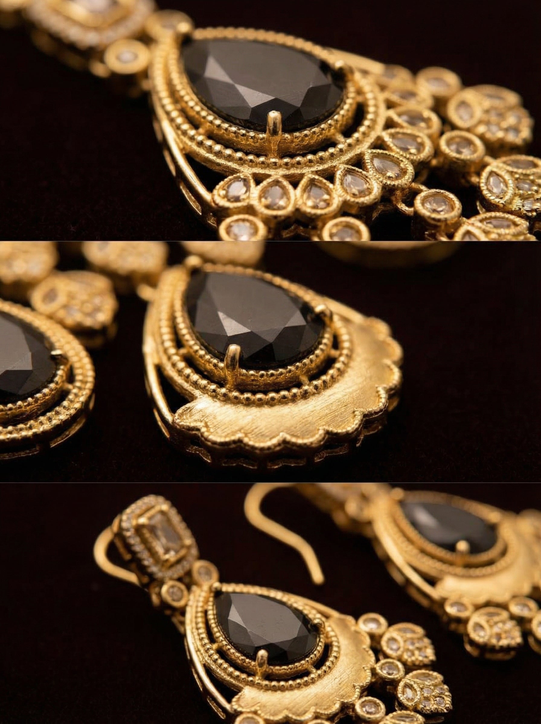 Handcrafted Antique Gold Polki & Deep Mauve Stone Necklace Set with Maang Tikka - Bridal & Festive Edition