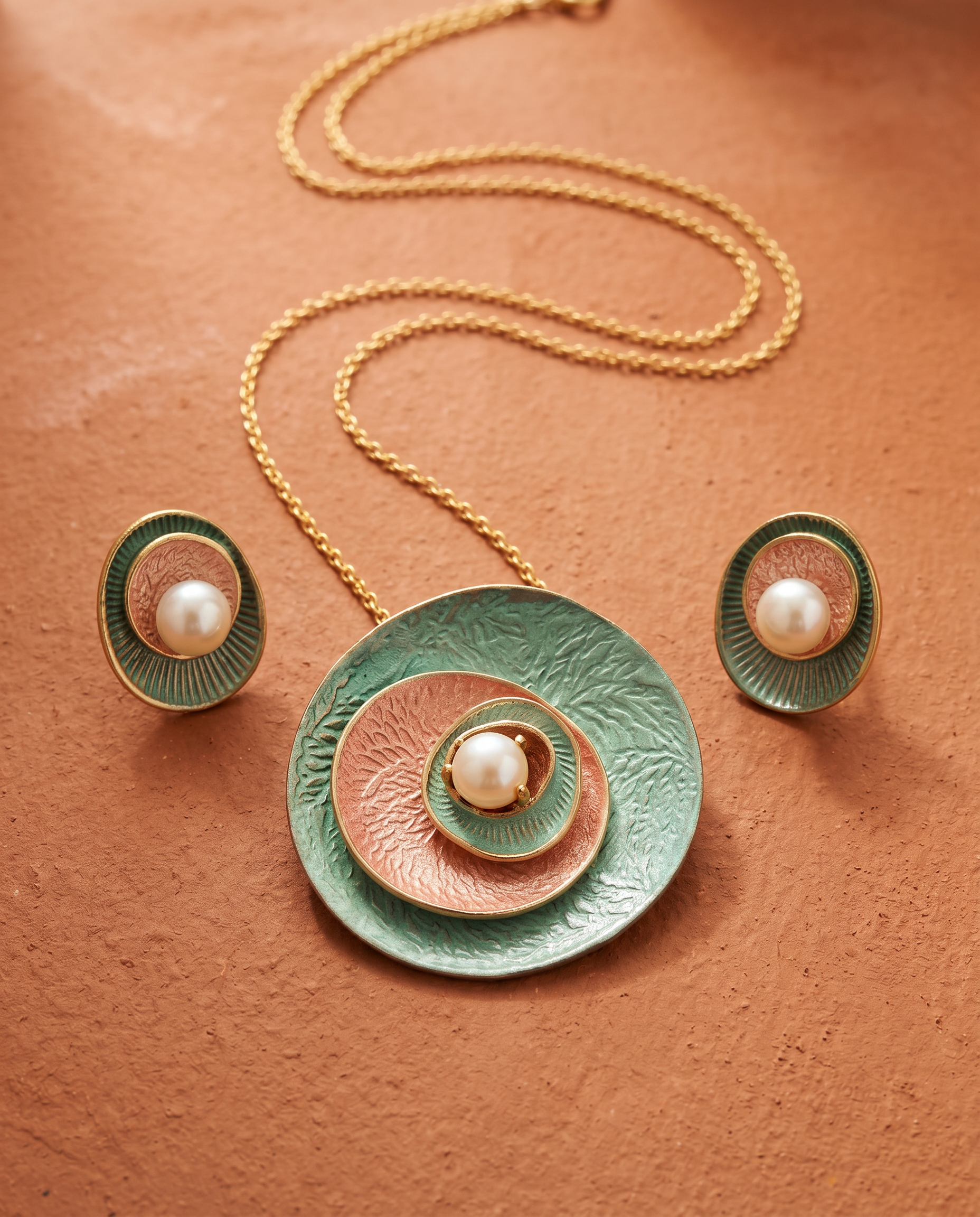 Anatolia Medallion Set hero on warm terracotta artisan tile