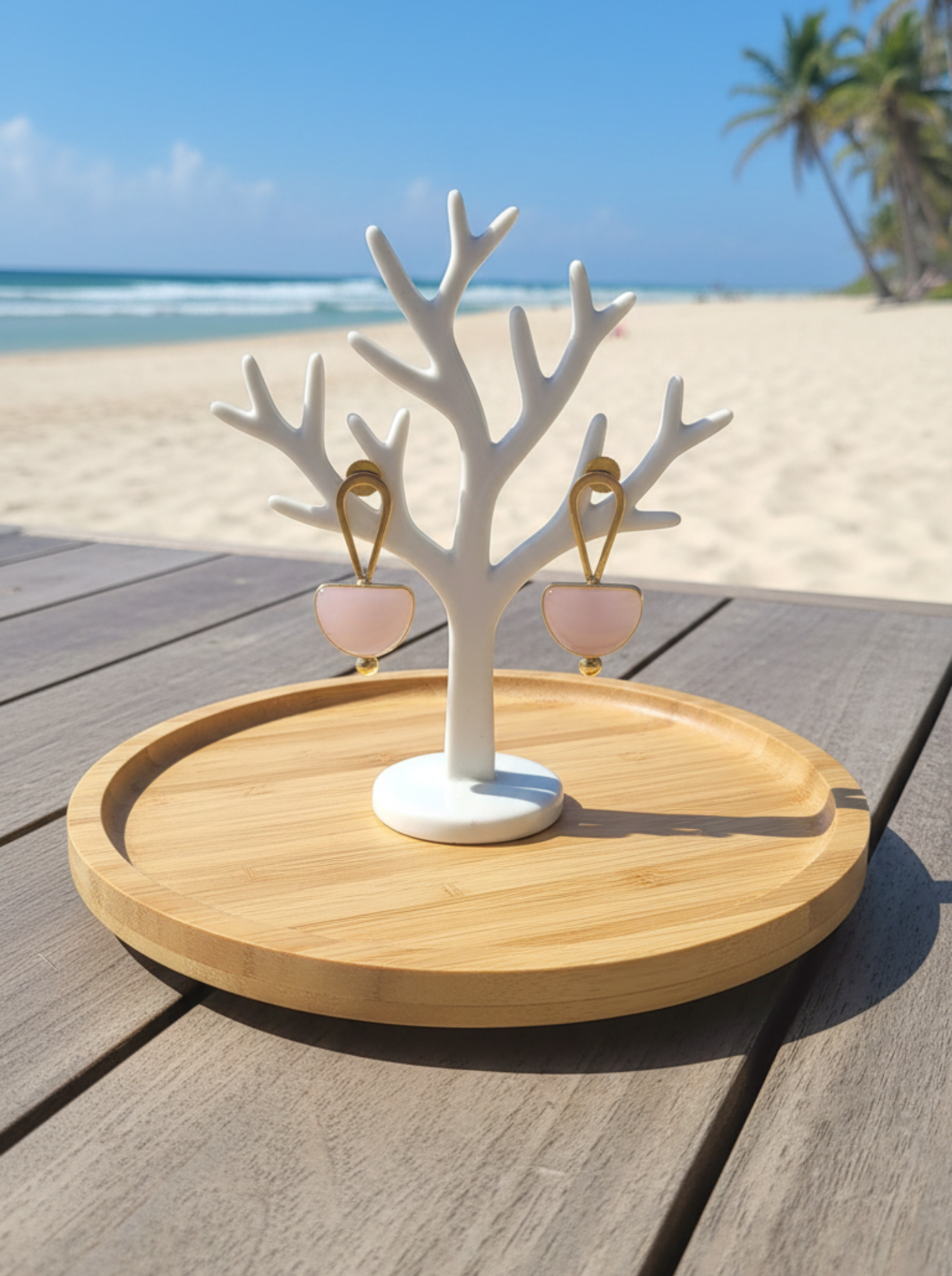 Blush Rose Minimalist Drop Earrings | Handcrafted Modern Geometric Jewelry