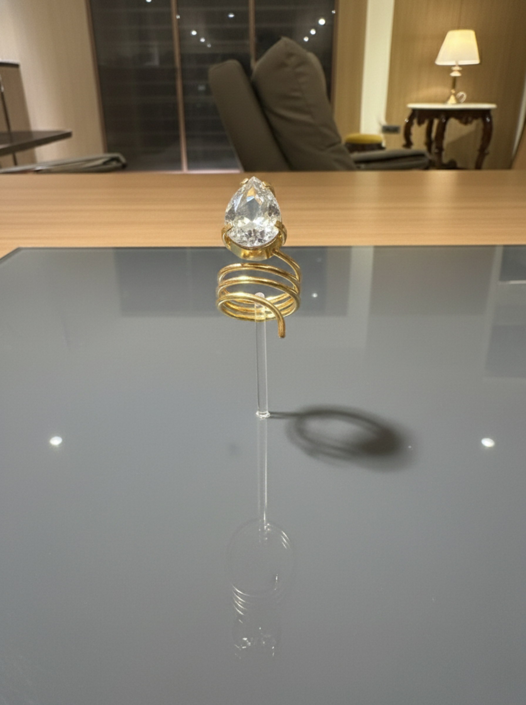 The "Serpent Sparkle" Handcrafted Spiral Ring – Pear-Cut Crystal Wrap Statement Piece