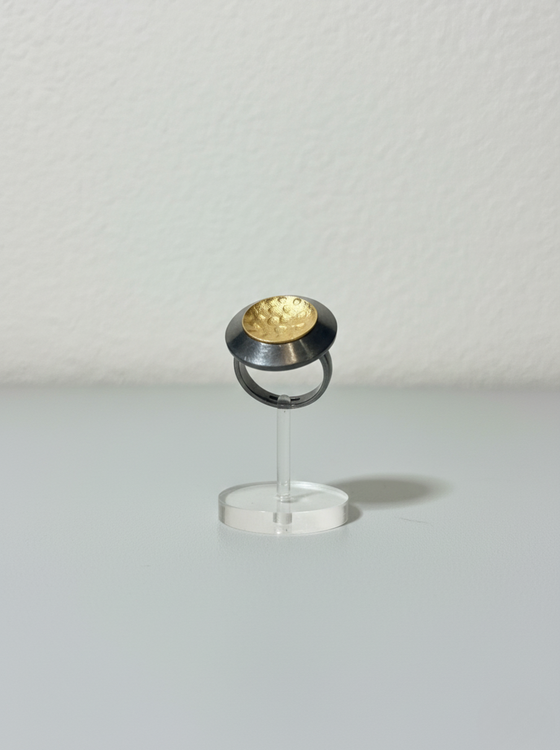 The "Eclipse" Handcrafted Statement Ring – Mixed Metal Hammered Disc Band