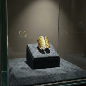 The "Aurelia" Handcrafted Textured Cuff Ring – Bold Organic Gold Statement Band