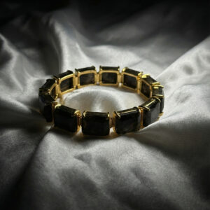 Handcrafted Raw Amethyst Statement Bracelet in Gold