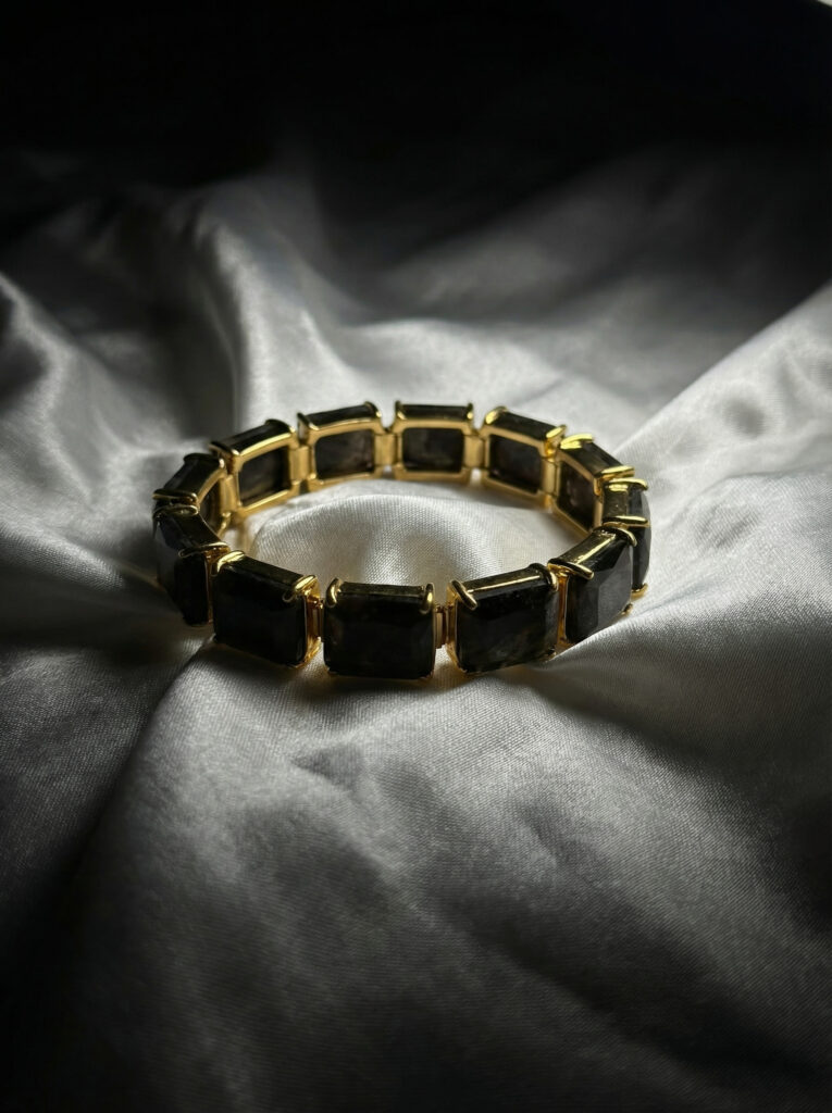 Handcrafted Raw Amethyst Statement Bracelet in Gold