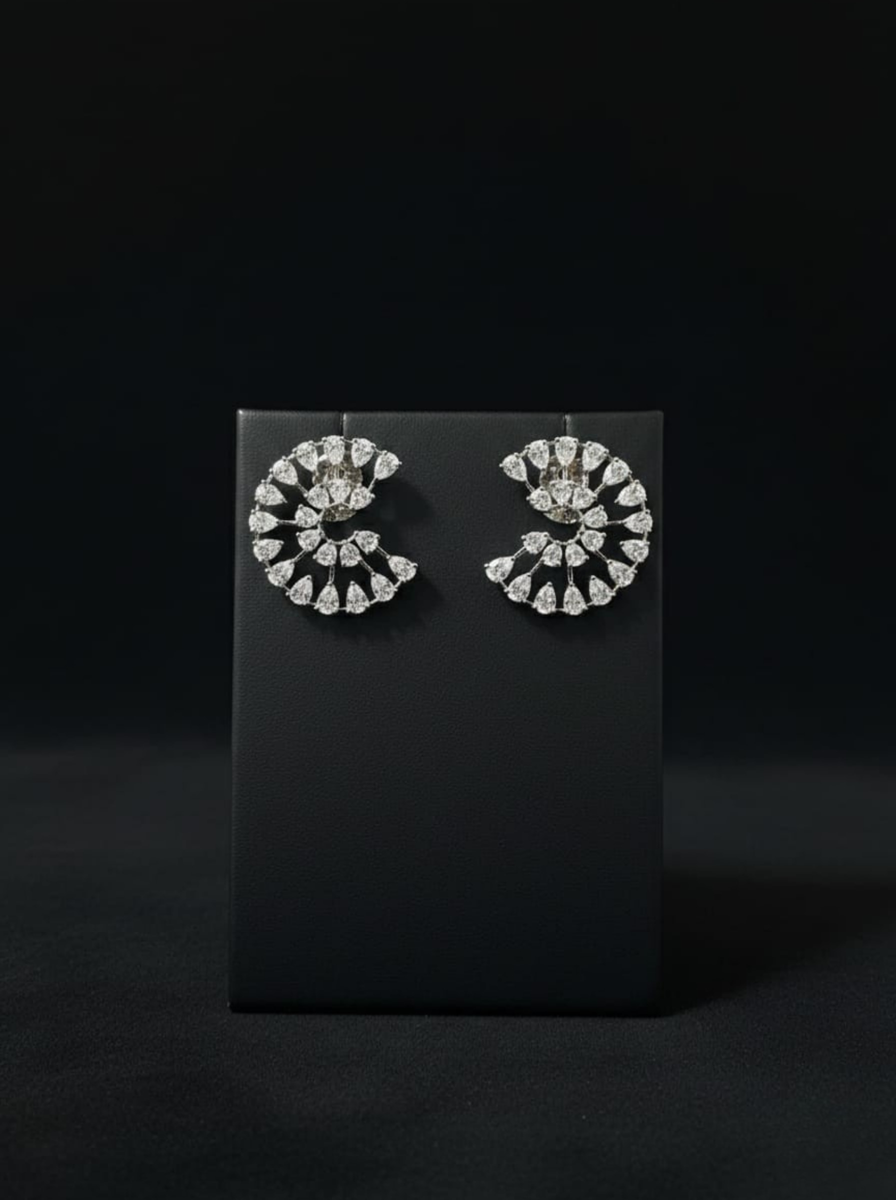 Handcrafted Diamond Spiral "Nautilus" Statement Studs - Image 3