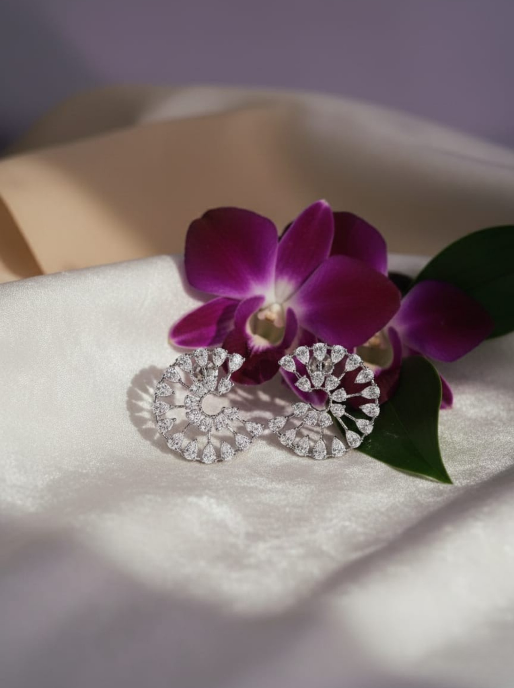 Handcrafted Diamond Spiral "Nautilus" Statement Studs - Image 4